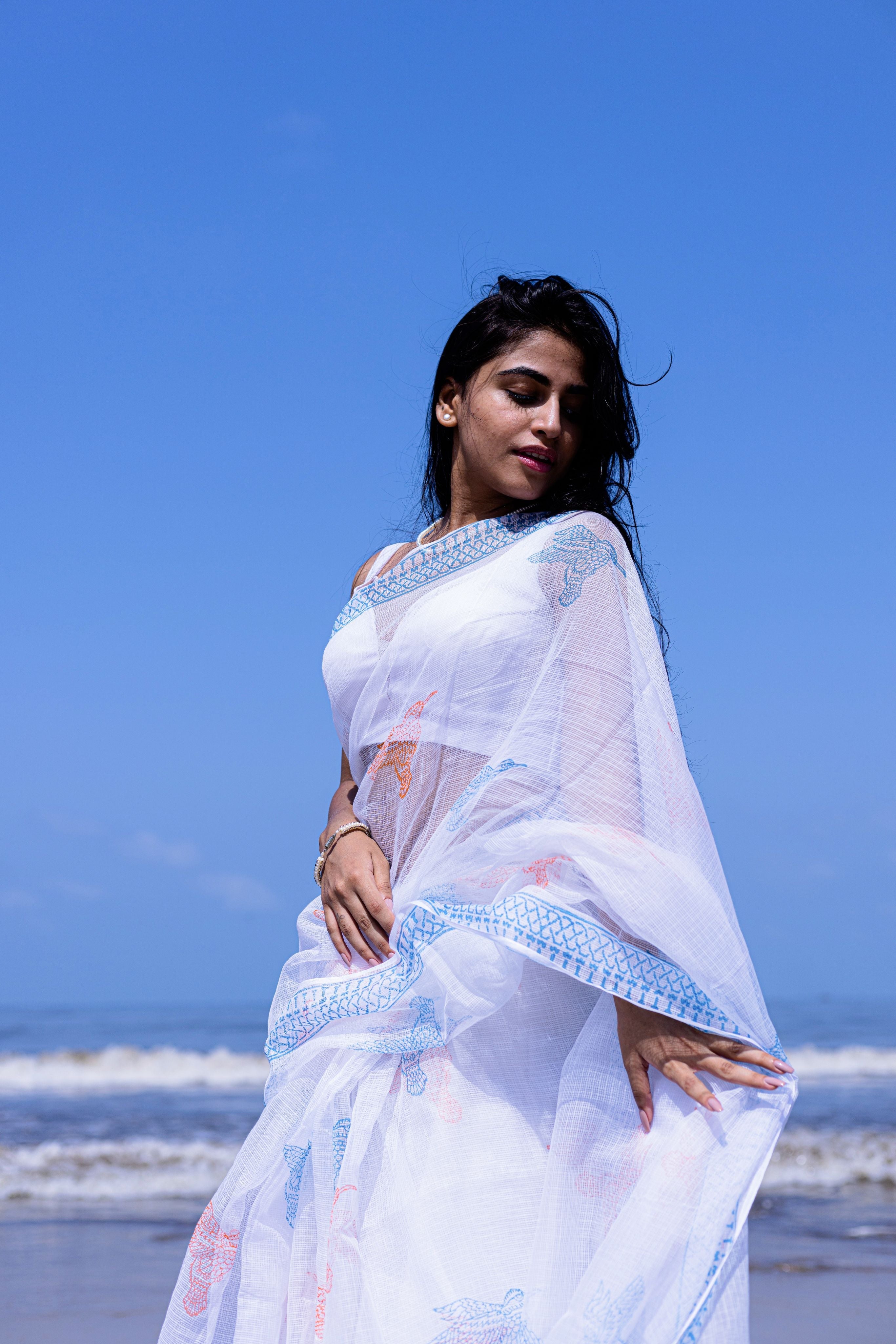 Kaisori Bagh Neelanjana Kota blockprinted silk cotton saree Kaisori