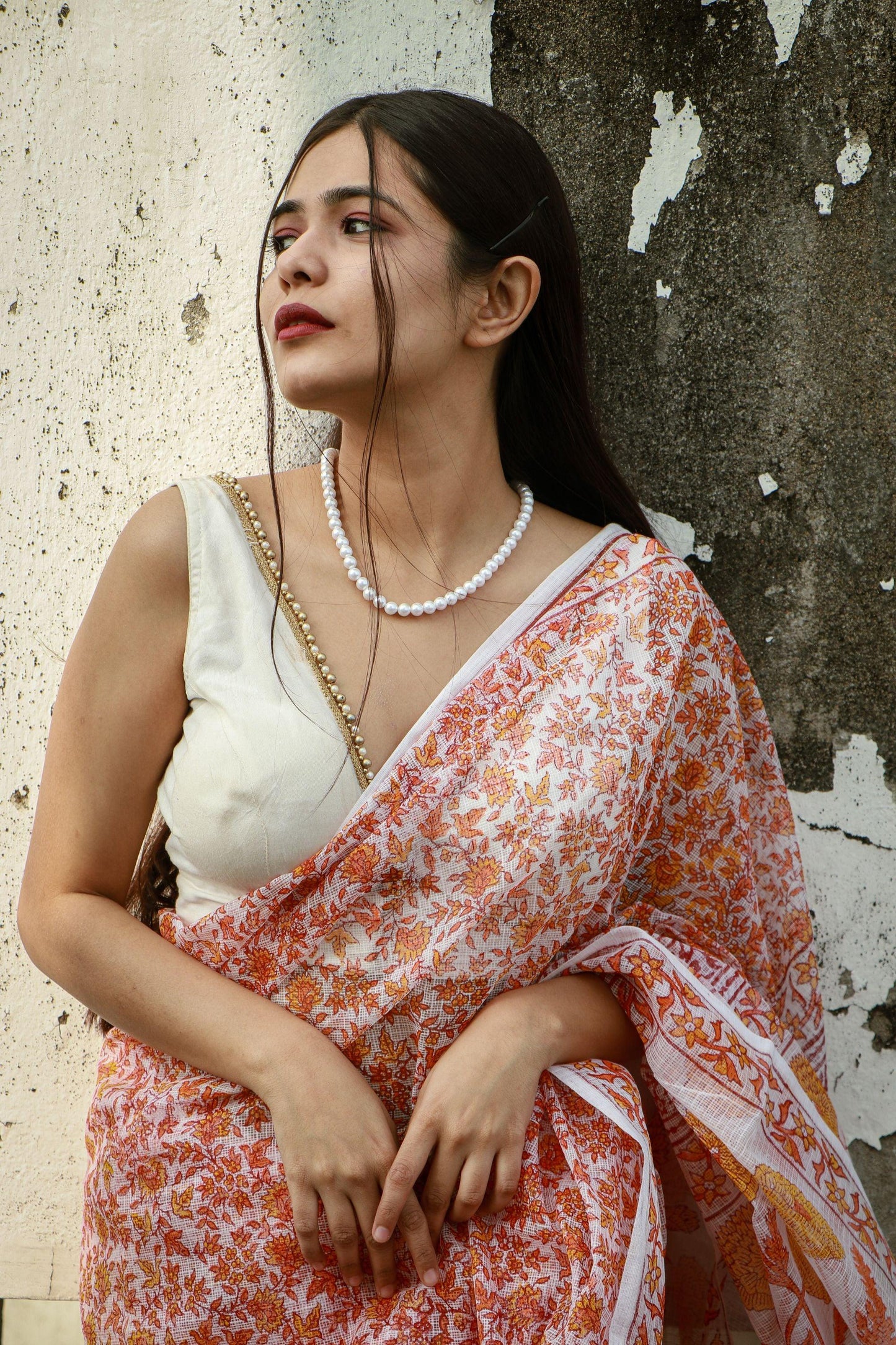 Kaisori Bagh Paisley Kota blockprinted saree Kaisori