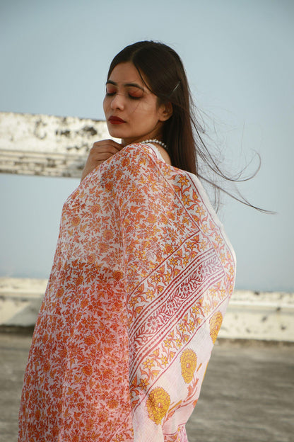 Kaisori Bagh Paisley Kota blockprinted saree Kaisori