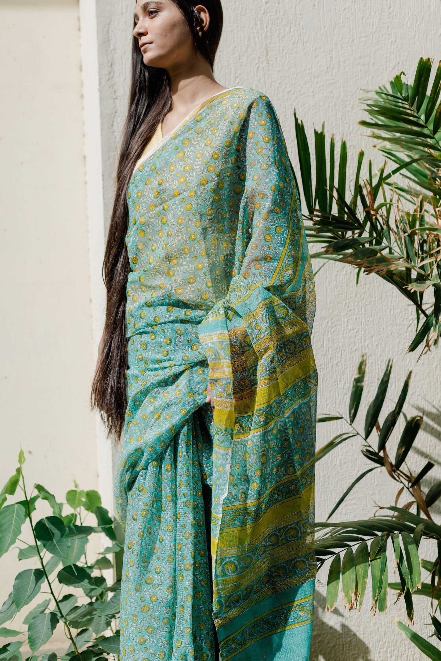 Kaisori Bagh Rajanigandha Kota blockprinted silk cotton saree Kaisori