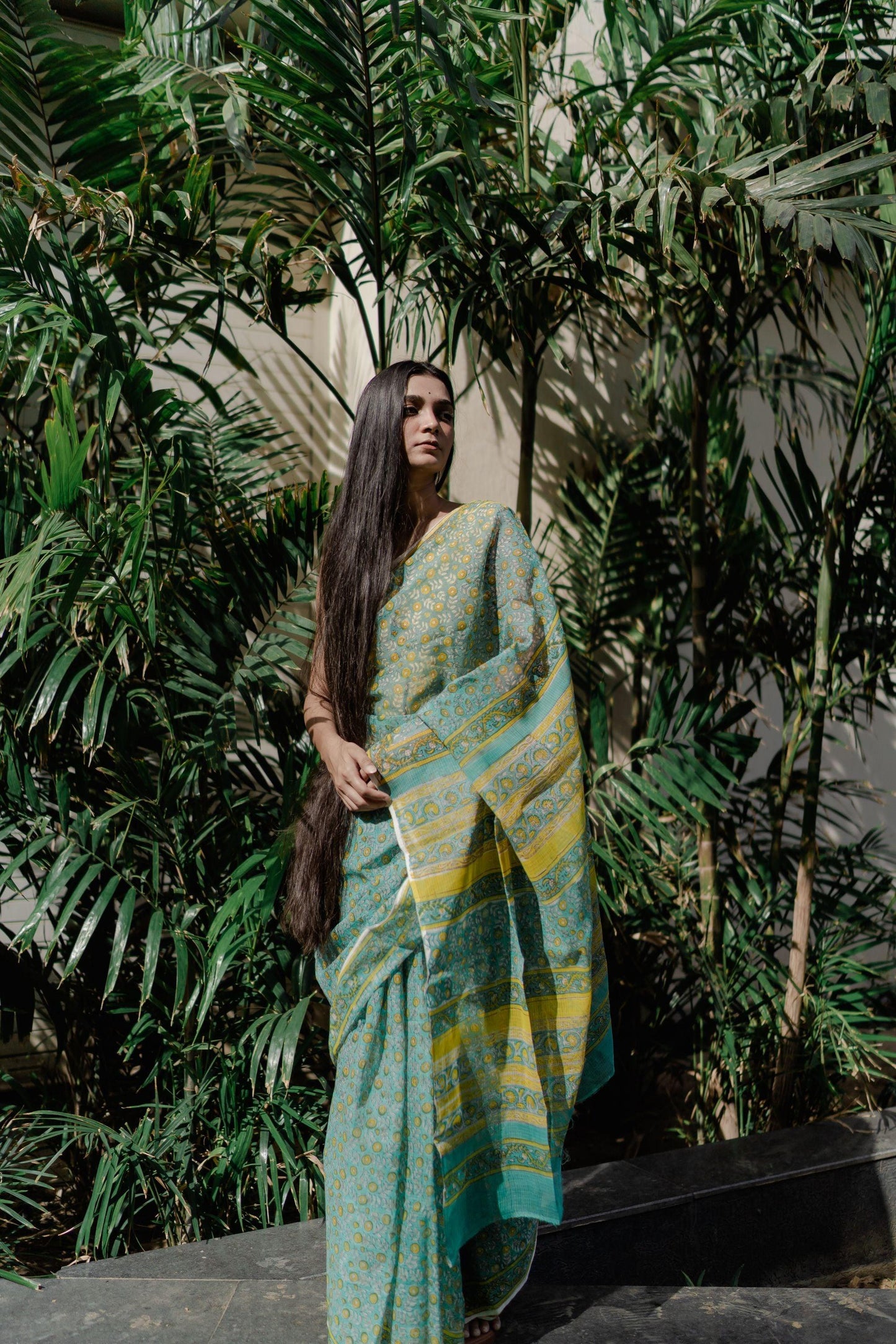 Kaisori Bagh Rajanigandha Kota blockprinted silk cotton saree Kaisori