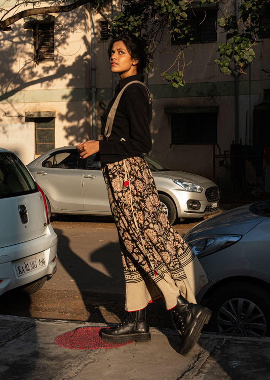 Dabu printed Balotra black print skirt - Noor -Afsana