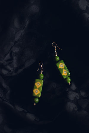 Kaisori Blue Pottery Earrings - Yellow Tube earrings Kaisori