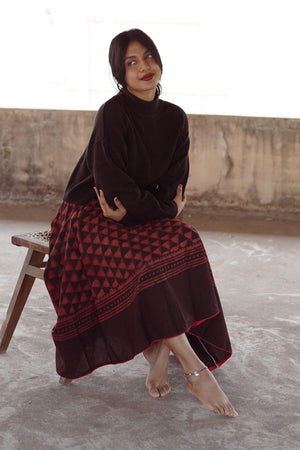 Kaisori Dabu Skirt -  Triad Red and black Kaisori