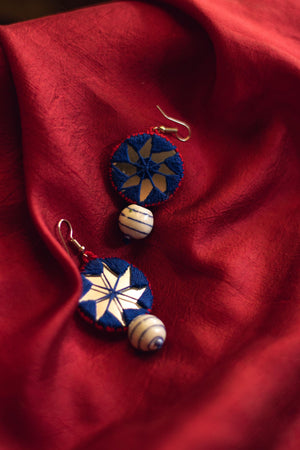 Kaisori Dual circle thread pottery earrings - Pink and Blue Kaisori