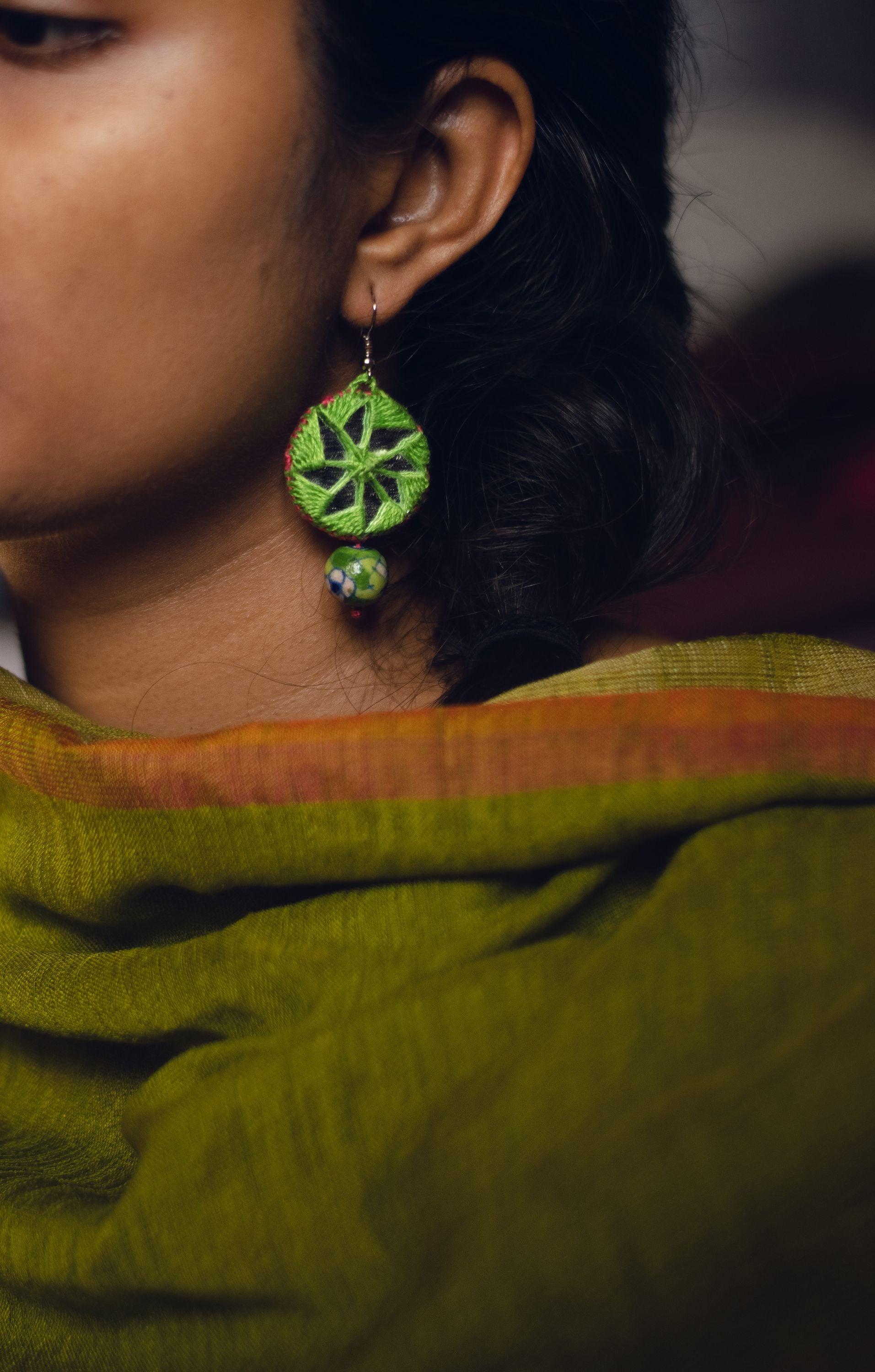 Pink, Green & Red Colour With Silk Thread Earrings Fitted With Golden And  Silver Kundan |Saubhagyavati.in