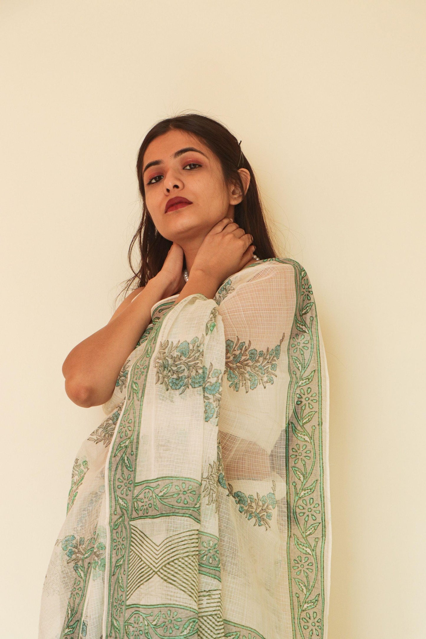 Kaisori Gulmohar Bagh Kota blockprinted saree Kaisori