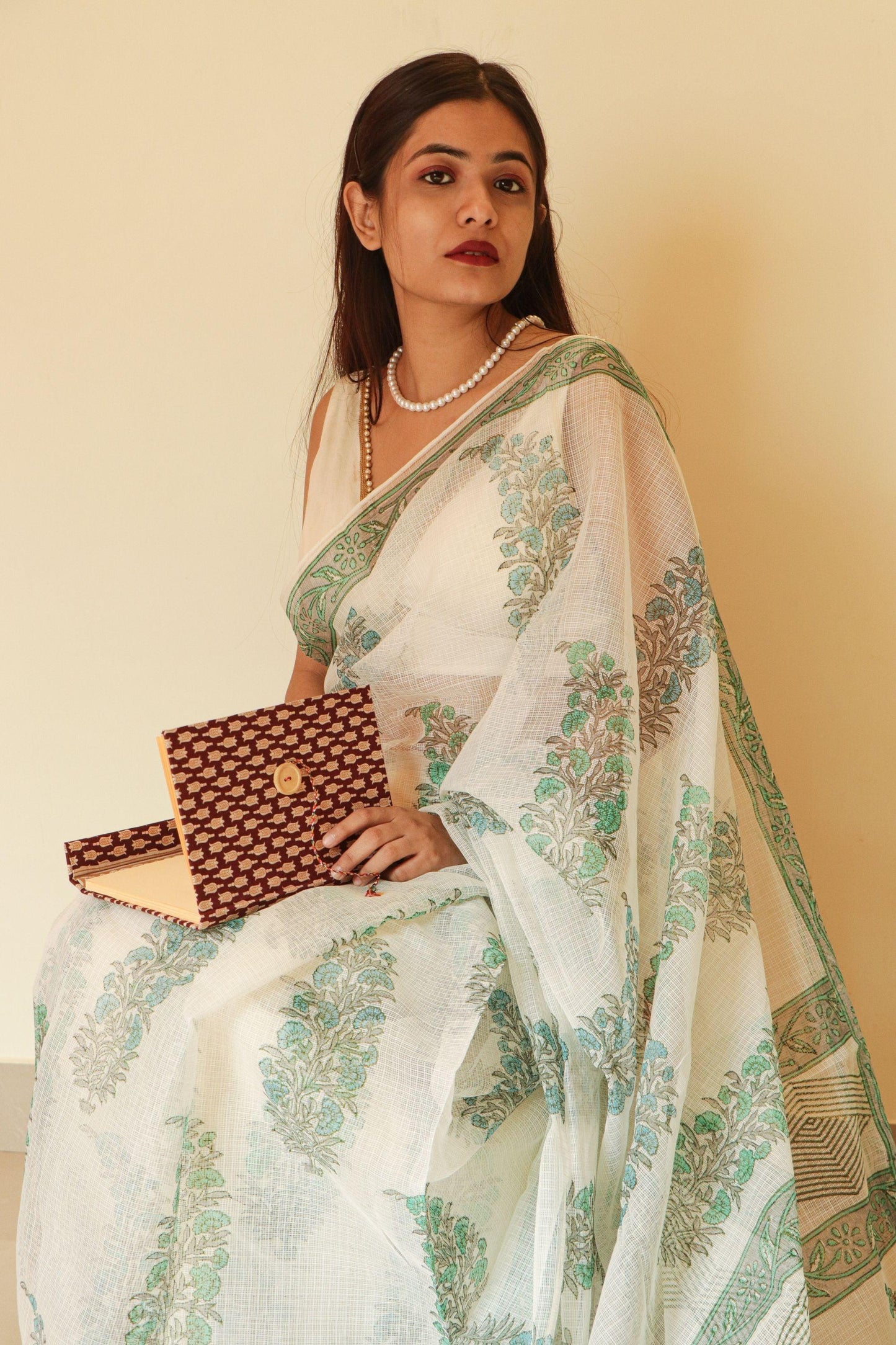 Kaisori Gulmohar Bagh Kota blockprinted saree Kaisori