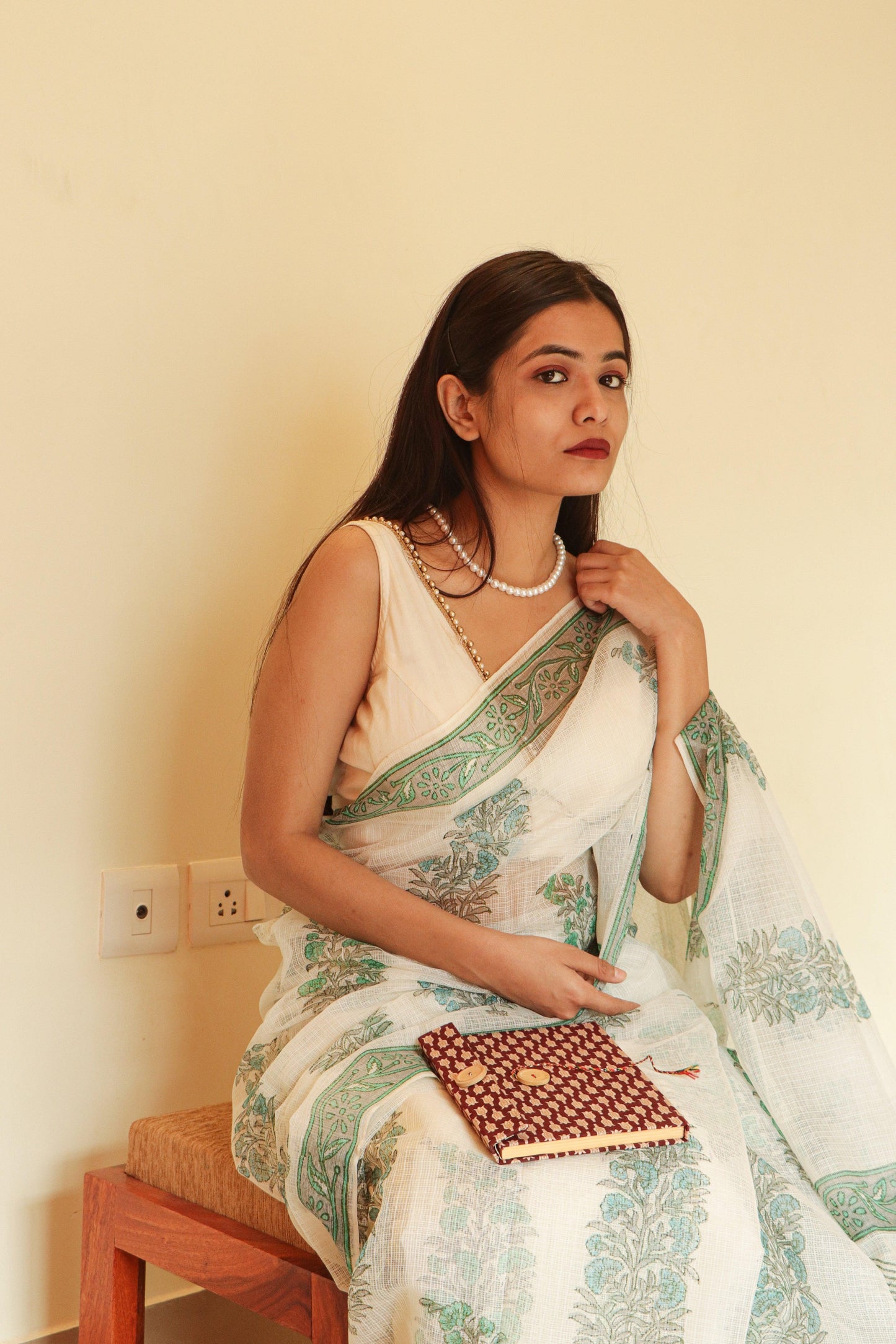 Kaisori Gulmohar Bagh Kota blockprinted saree Kaisori