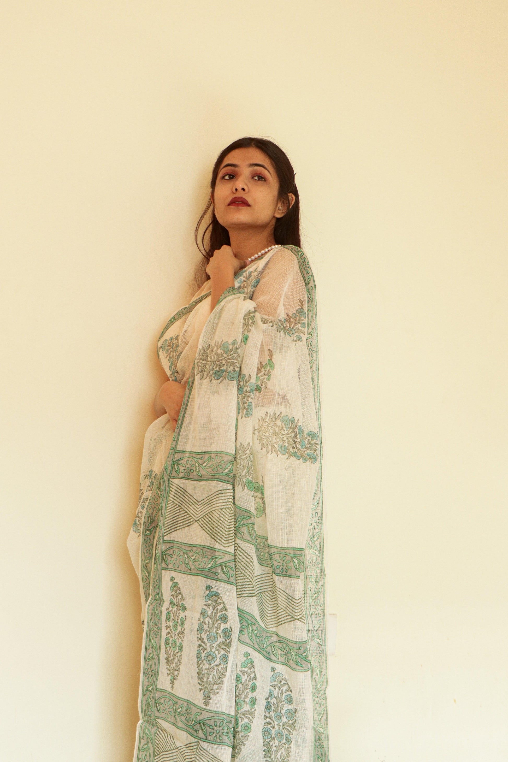 Kaisori Gulmohar Bagh Kota blockprinted saree Kaisori