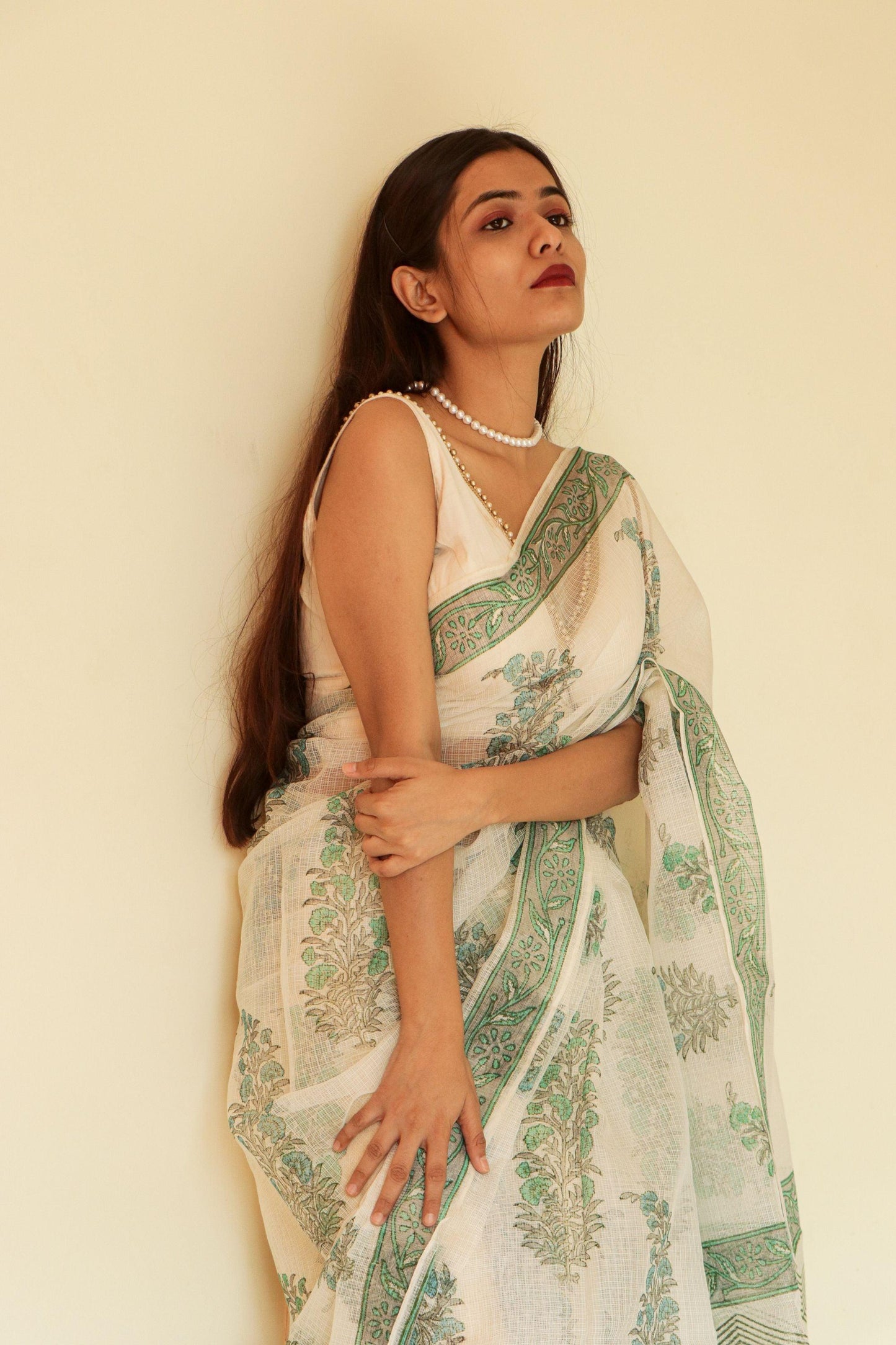 Kaisori Gulmohar Bagh Kota blockprinted saree Kaisori