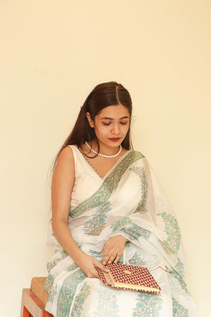 Kaisori Gulmohar Bagh Kota blockprinted saree Kaisori