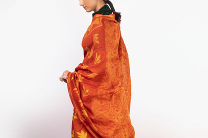 Kaisori Inayaat Red and yellow Shibori print saree Kaisori