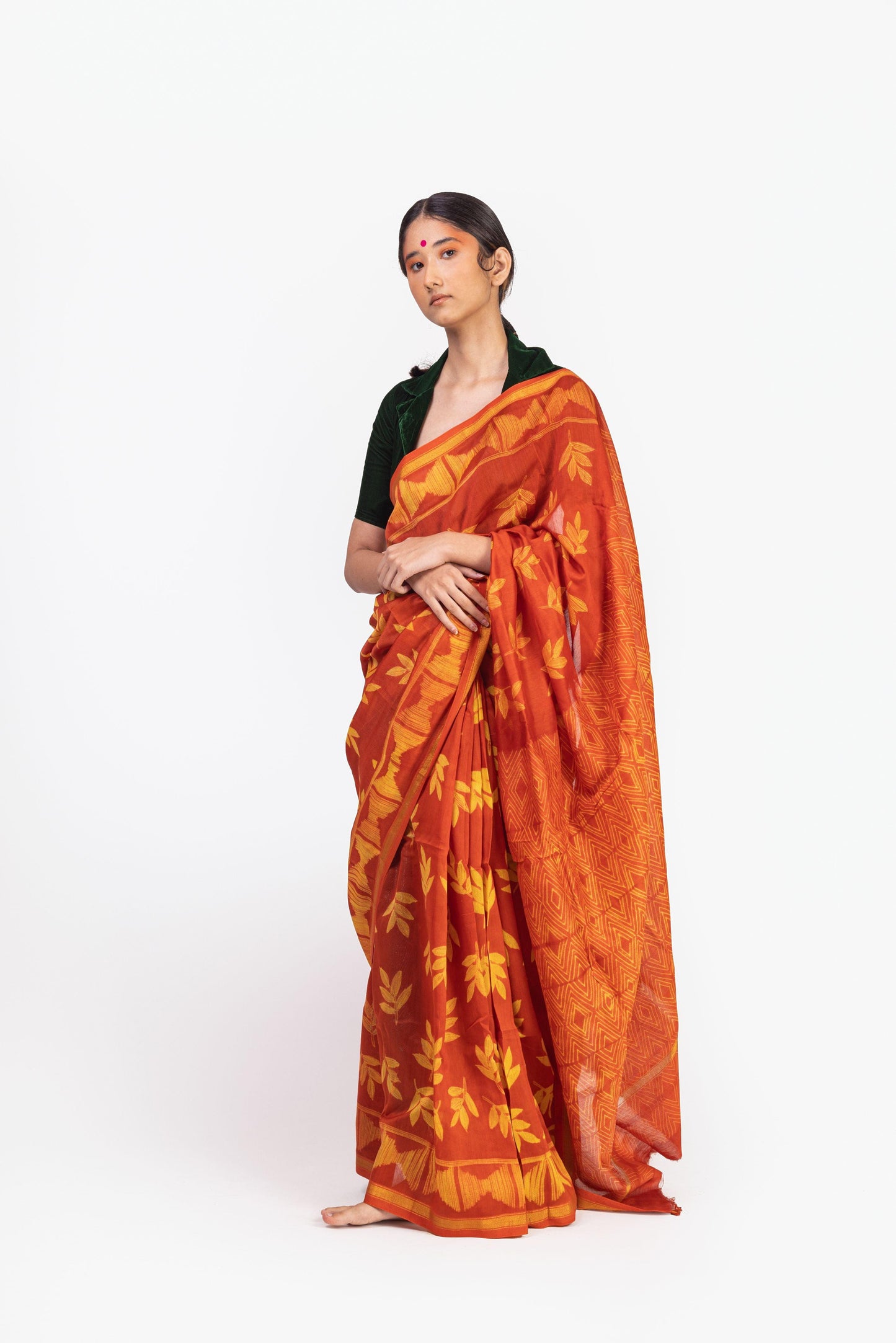 Kaisori Inayaat Red and yellow Shibori print saree Kaisori