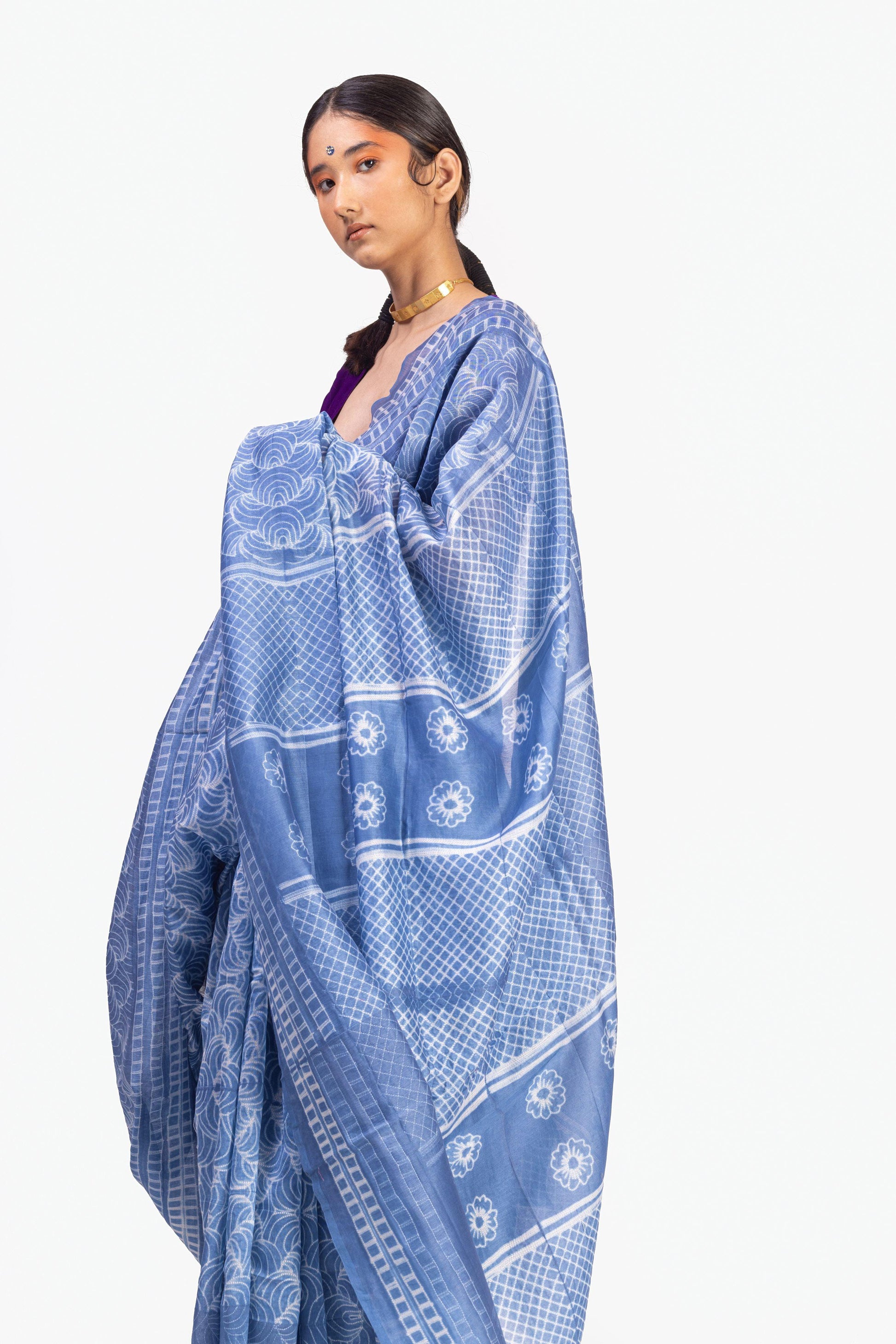 Kaisori Inayaat light blue Shibori print saree Kaisori