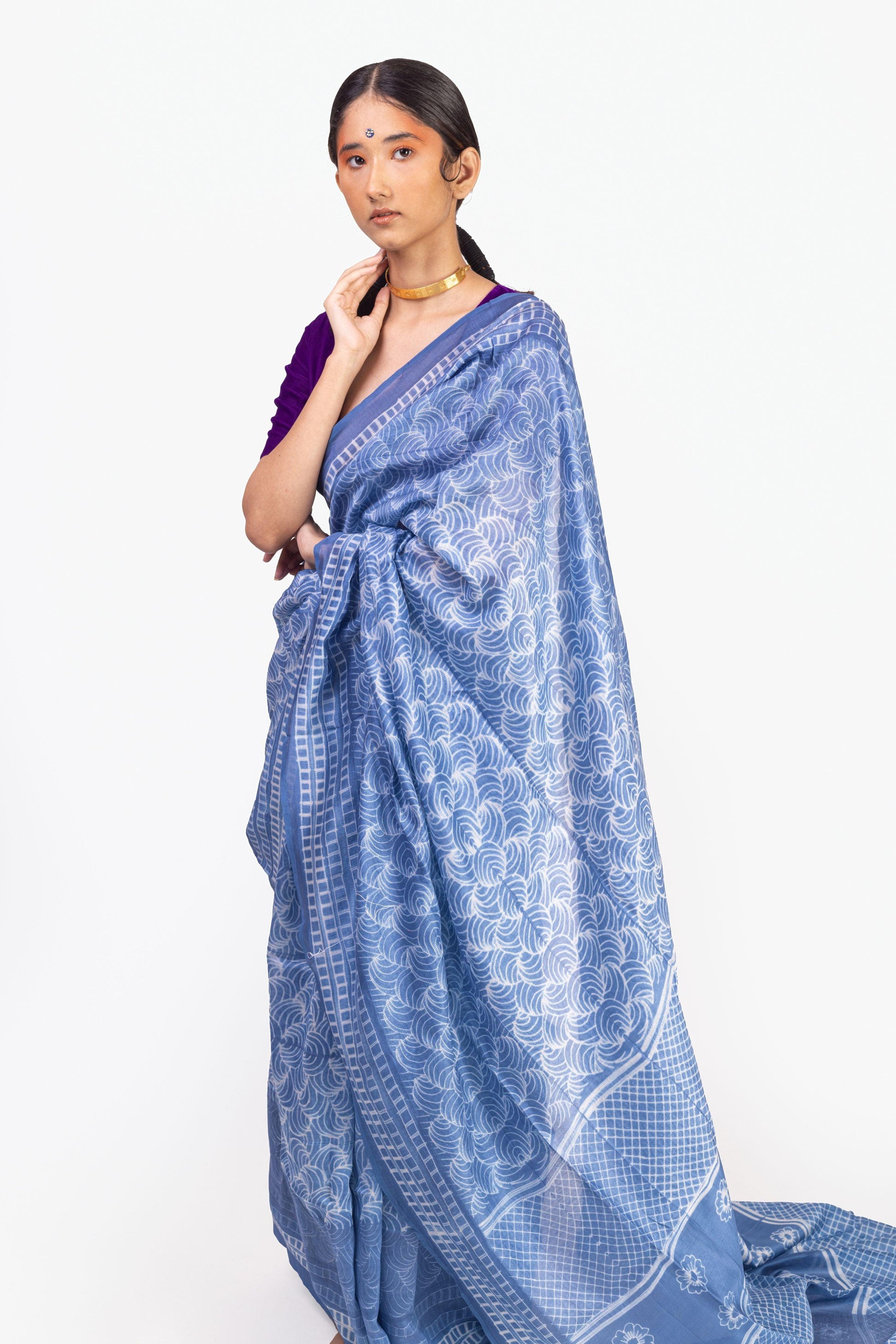 Kaisori Inayaat light blue Shibori print saree Kaisori