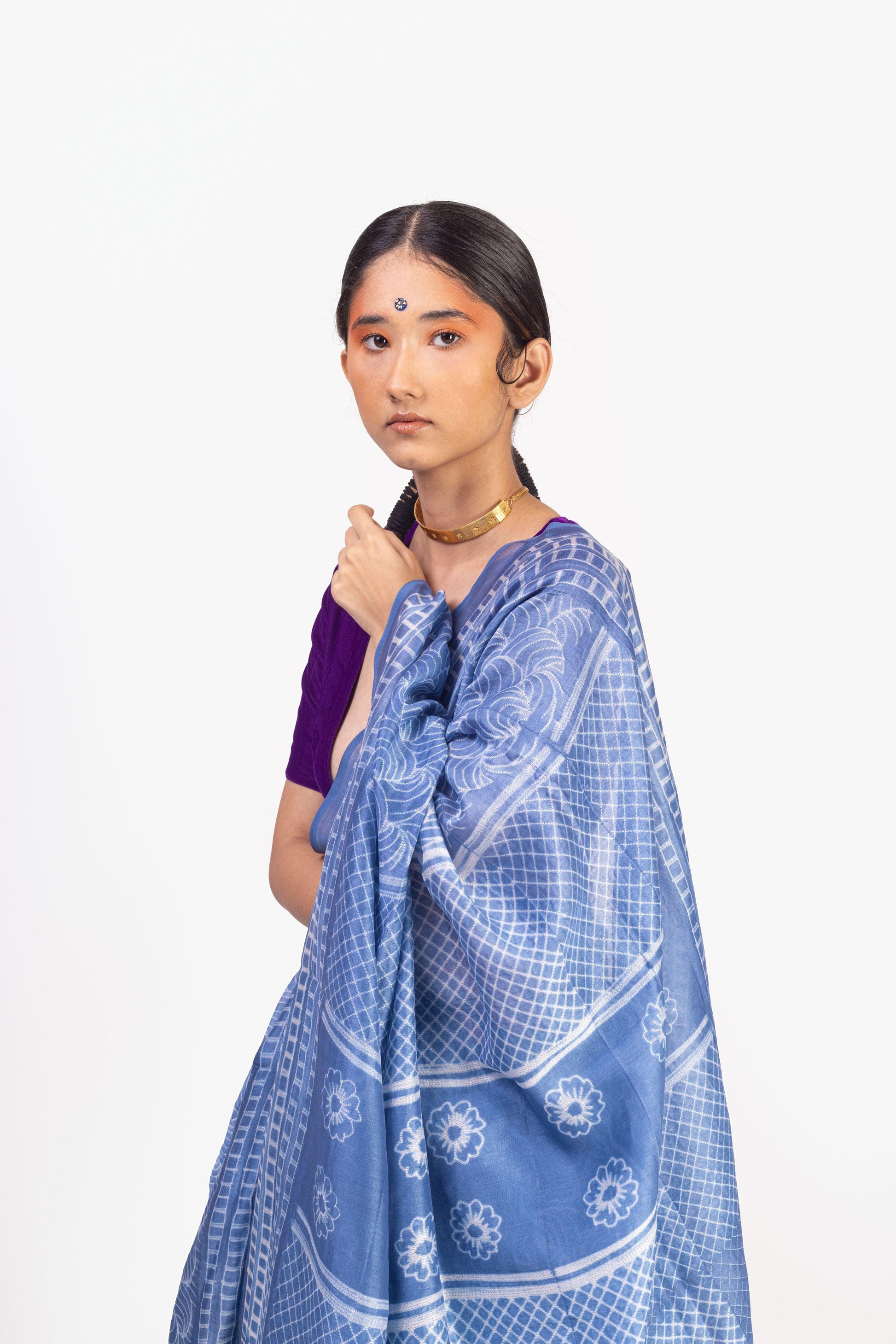 Kaisori Inayaat light blue Shibori print saree Kaisori