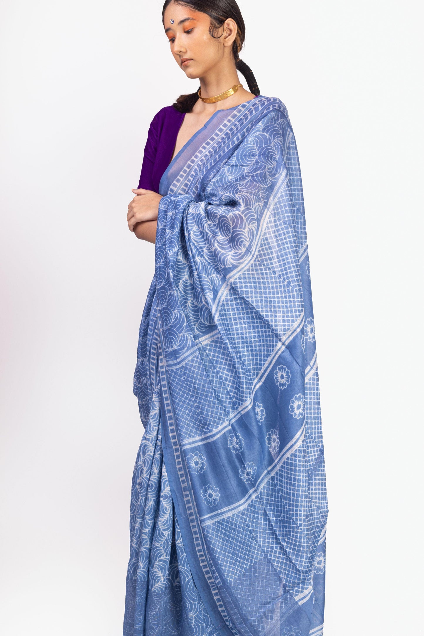 Kaisori Inayaat light blue Shibori print saree Kaisori