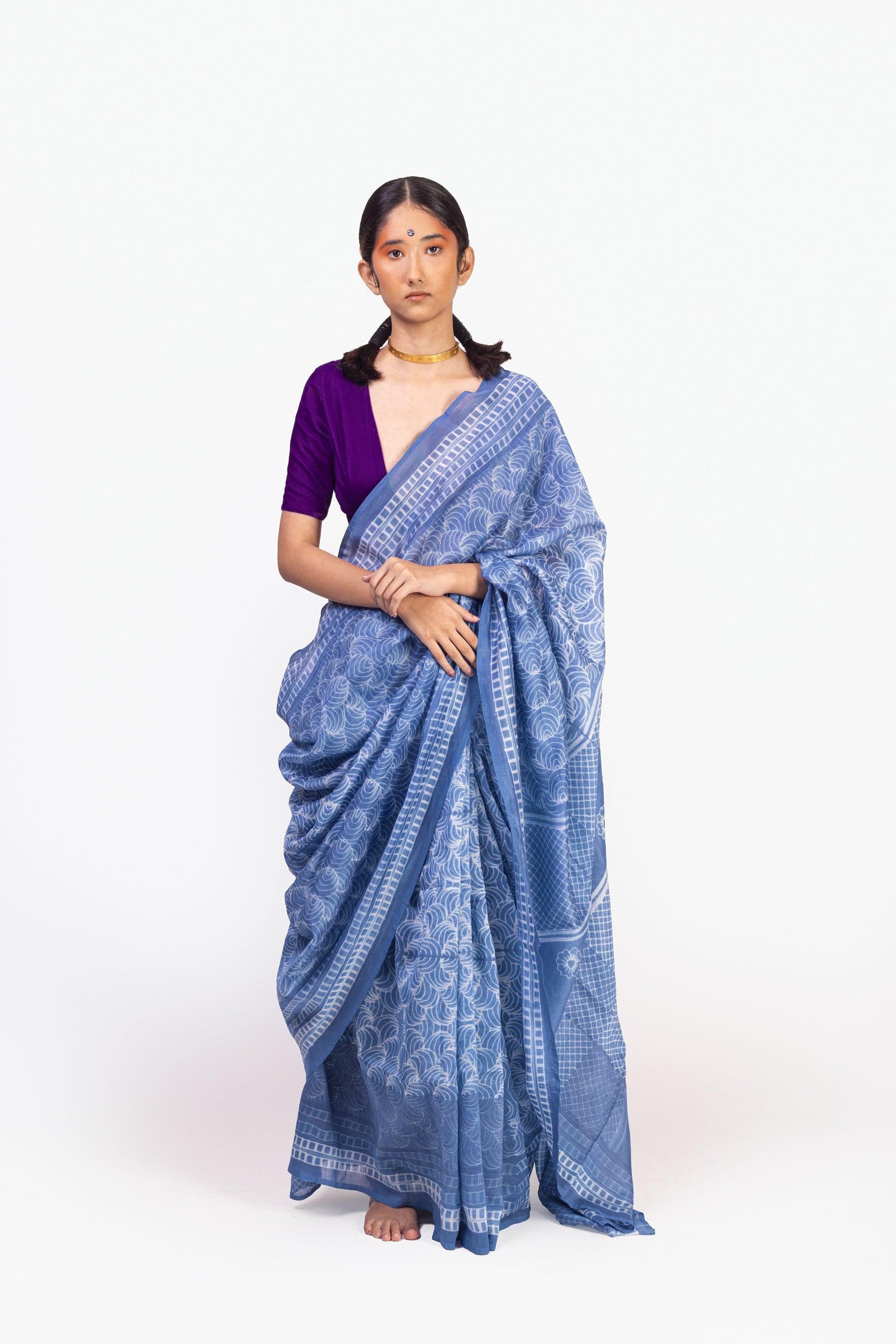 Kaisori Inayaat light blue Shibori print saree Kaisori