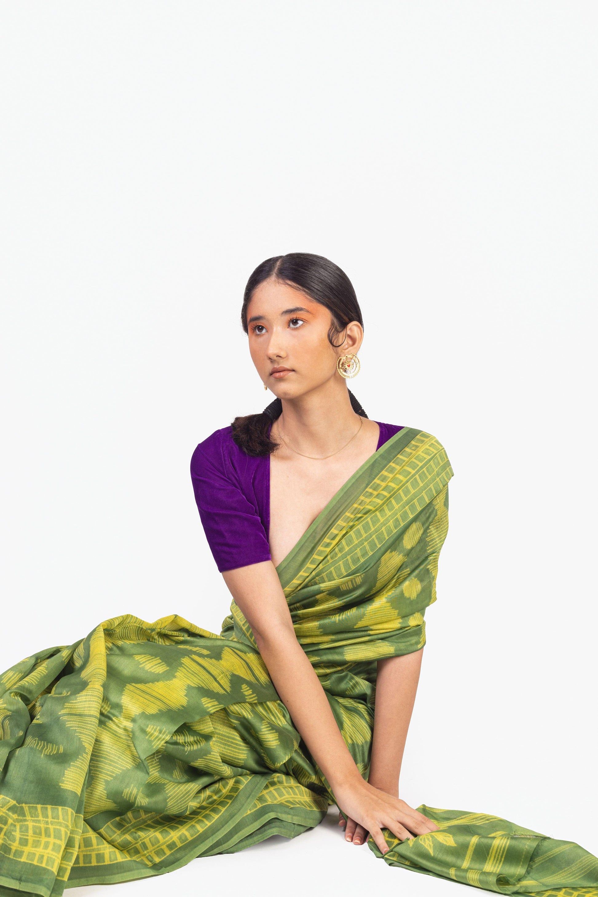 Kaisori Inayaat light green Shibori print saree Kaisori