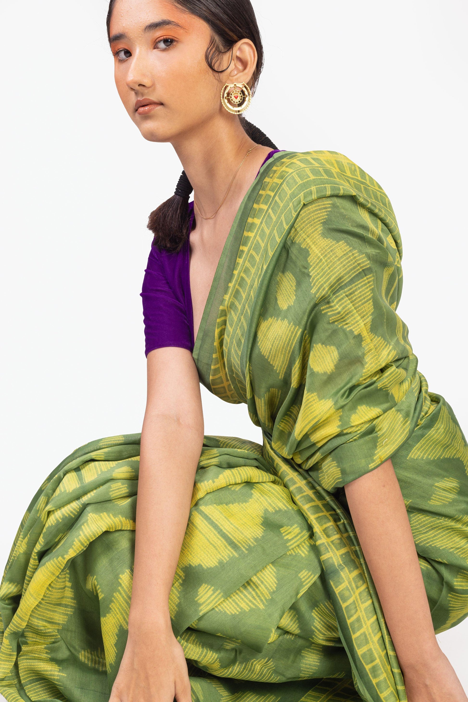 Kaisori Inayaat light green Shibori print saree Kaisori