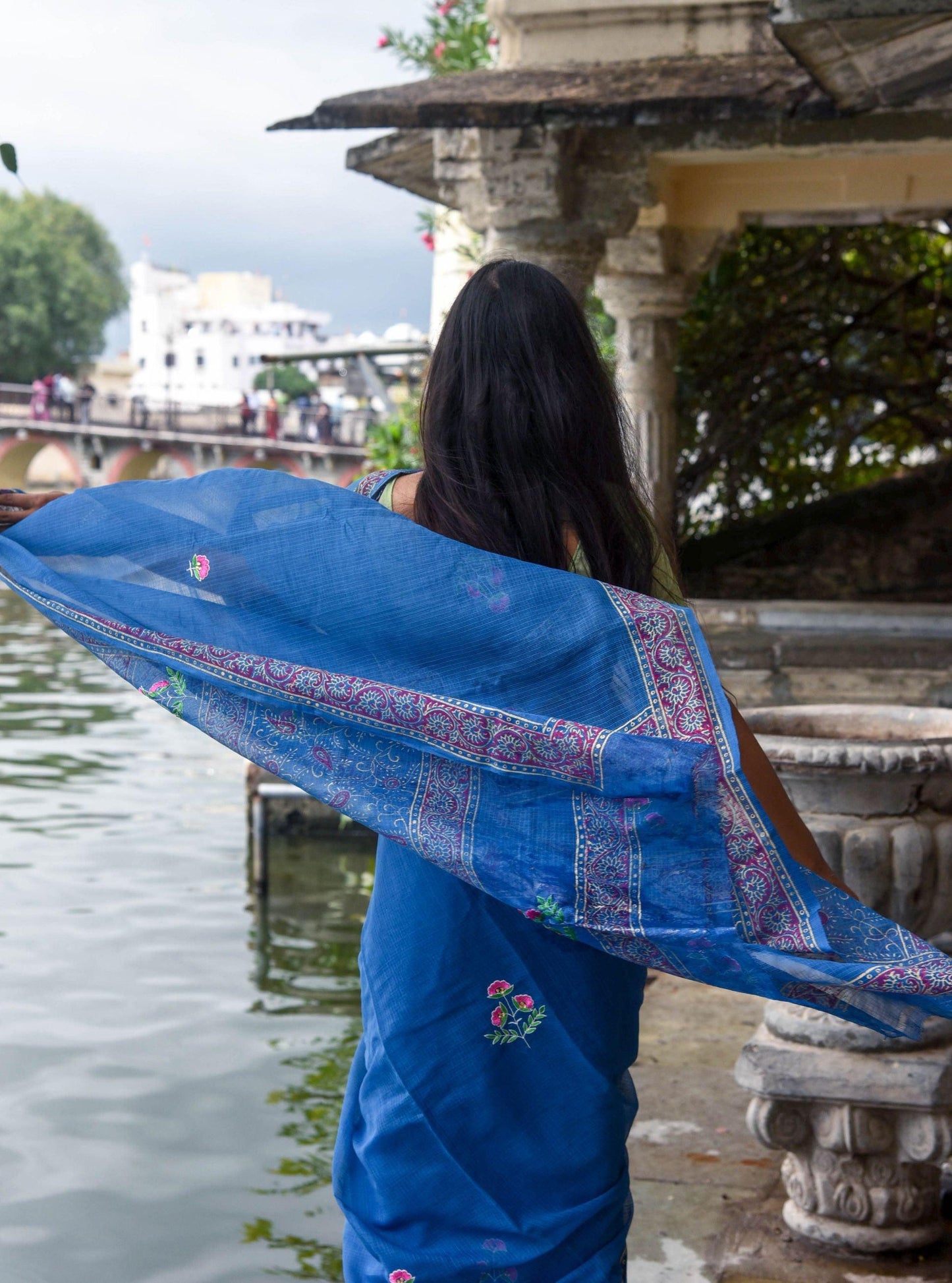 Kaisori Kota saree - Nishika embroidered and handblockprinted Kota saree Kaisori