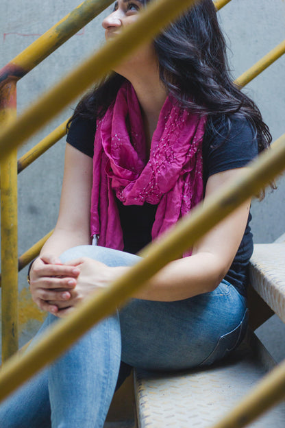 Kaisori Kutch Gajji pink stole Kaisori