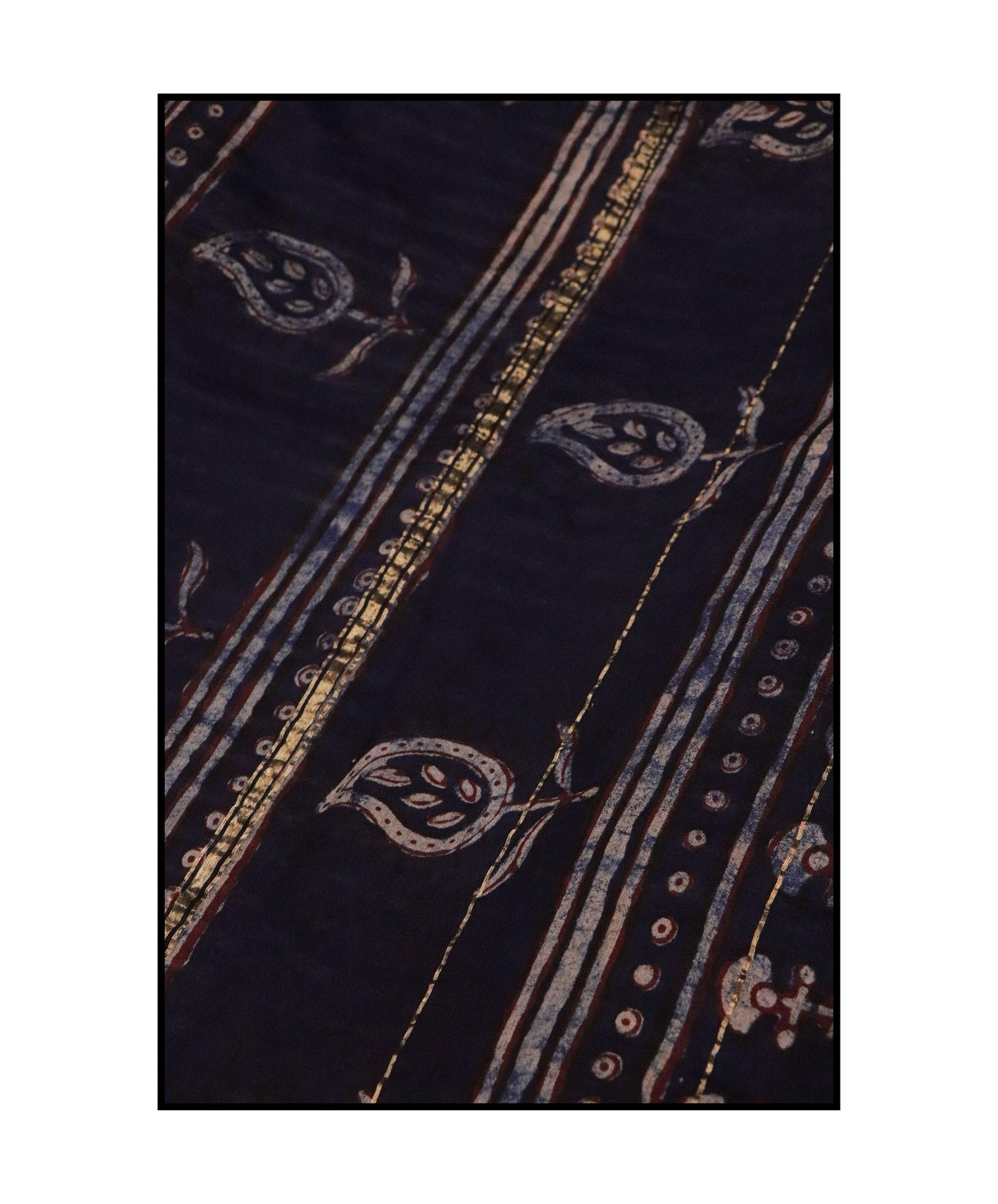 Kaisori Malhar - Dabu Pharad Indigo handblockprinted Silk Cotton saree Kaisori