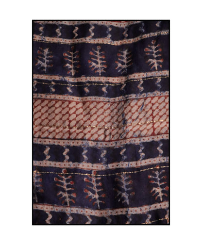 Kaisori Malhar - Dabu Pharad Indigo handblockprinted Silk Cotton saree Kaisori