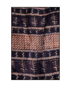 Kaisori Malhar - Dabu Pharad Indigo handblockprinted Silk Cotton saree Kaisori
