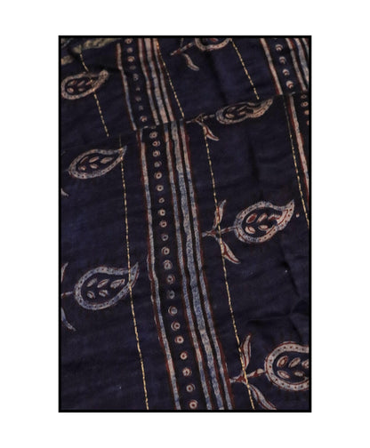 Kaisori Malhar - Dabu Pharad Indigo handblockprinted Silk Cotton saree Kaisori