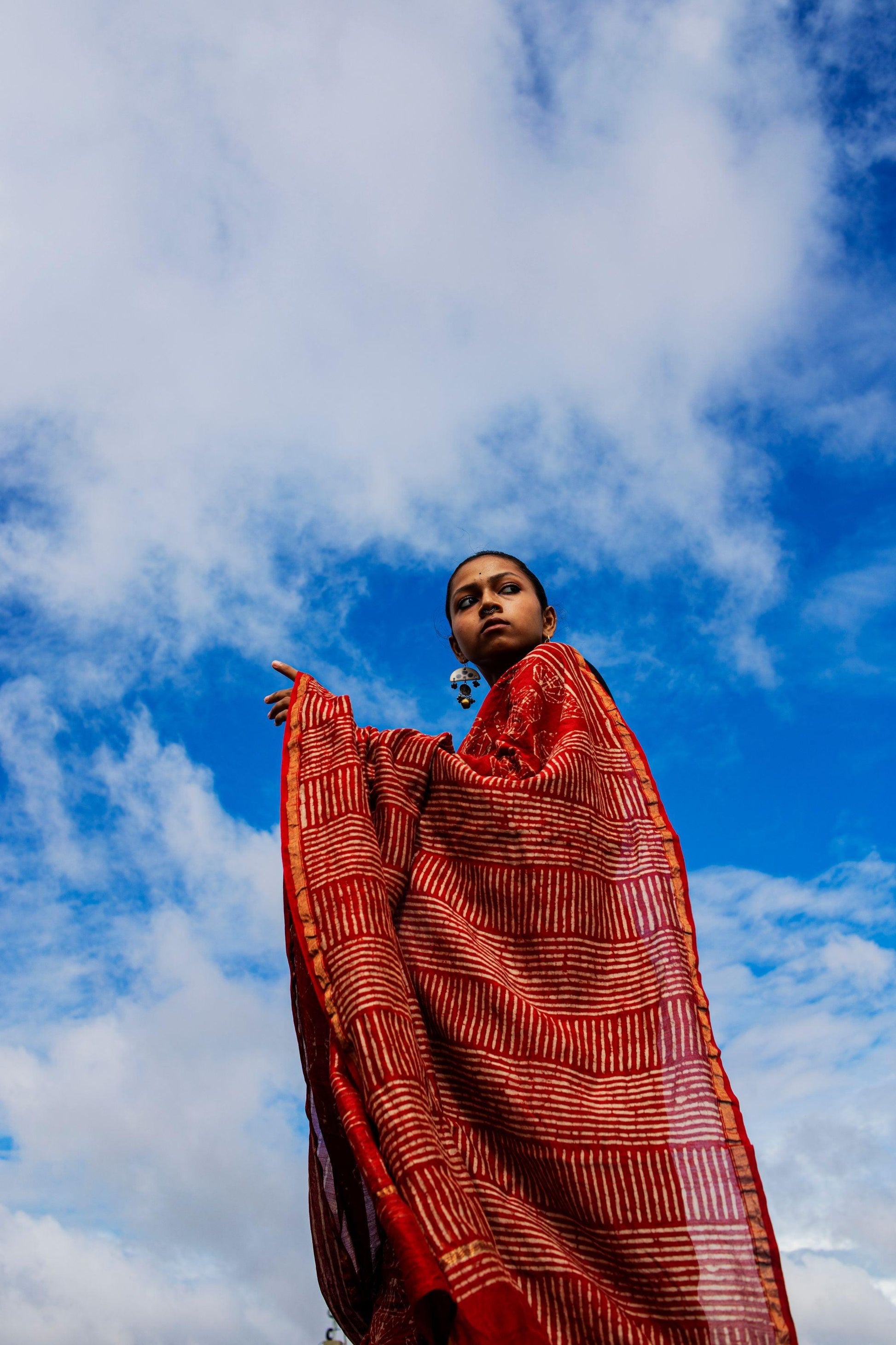 Kaisori Malhar Dabu Rust Silk Cotton handblockprinted saree Kaisori