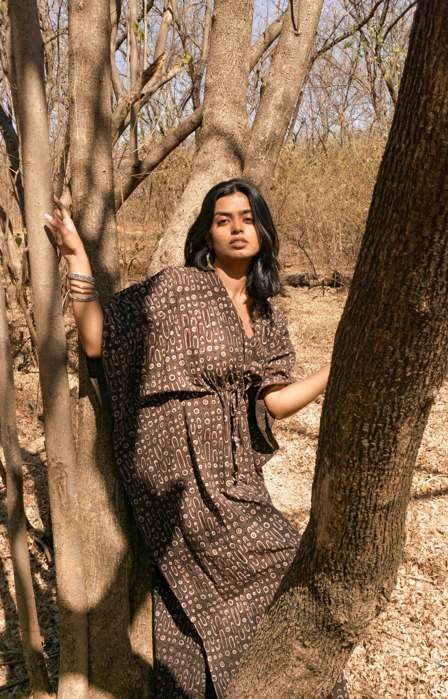 Kaisori Mulmul Kashish natural dyed block printed Kaftan Kaisori