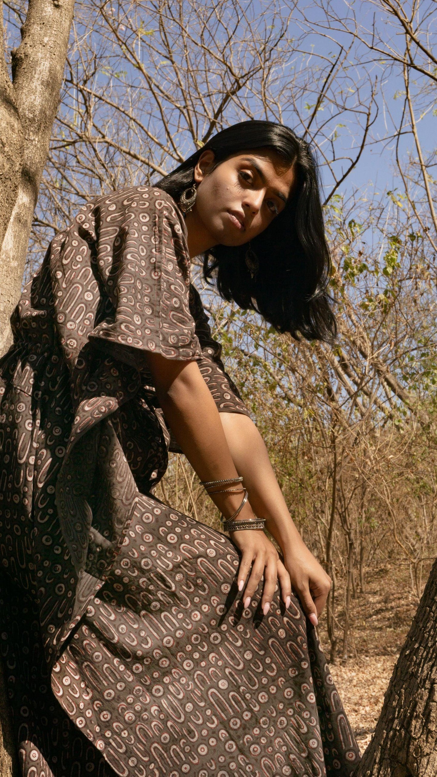 Kaisori Mulmul Kashish natural dyed block printed Kaftan Kaisori