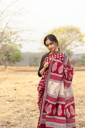 Odisha Ikkat Khandua Cotton Saree - Yellow Red – My Clothing Treasure