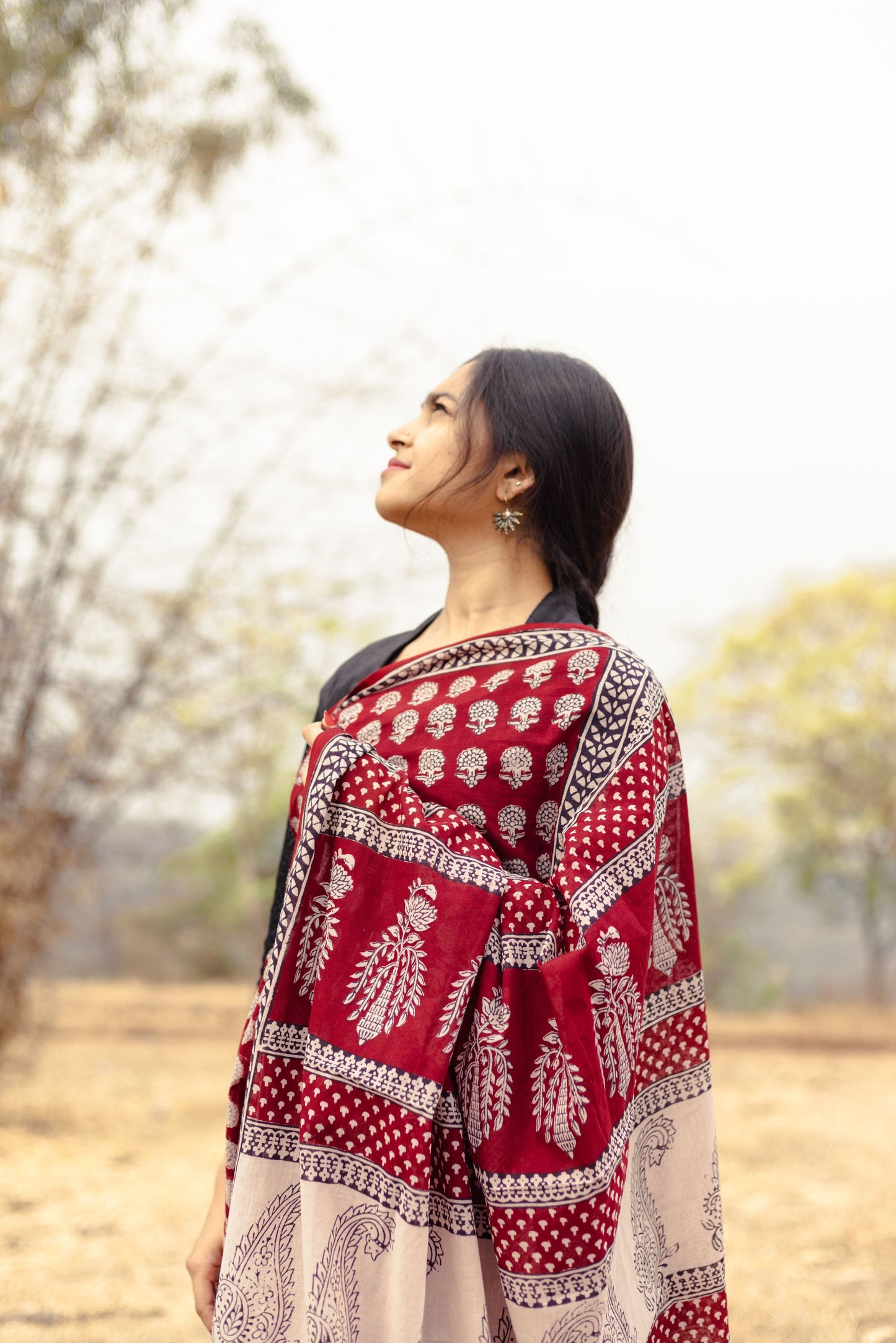 Kaisori Nandana Champa handblockprinted cotton saree Kaisori
