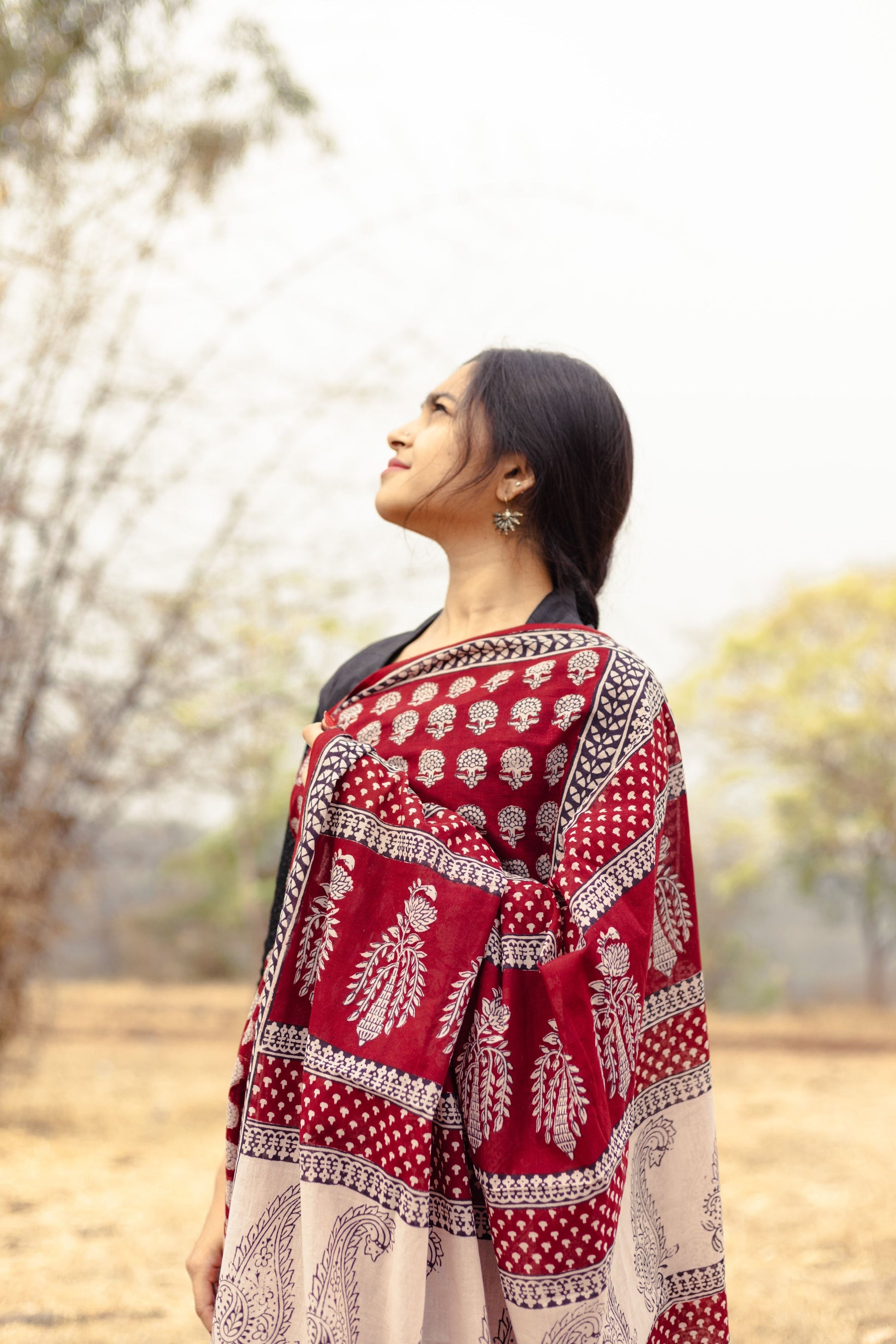Kaisori Nandana Champa handblockprinted cotton saree Kaisori