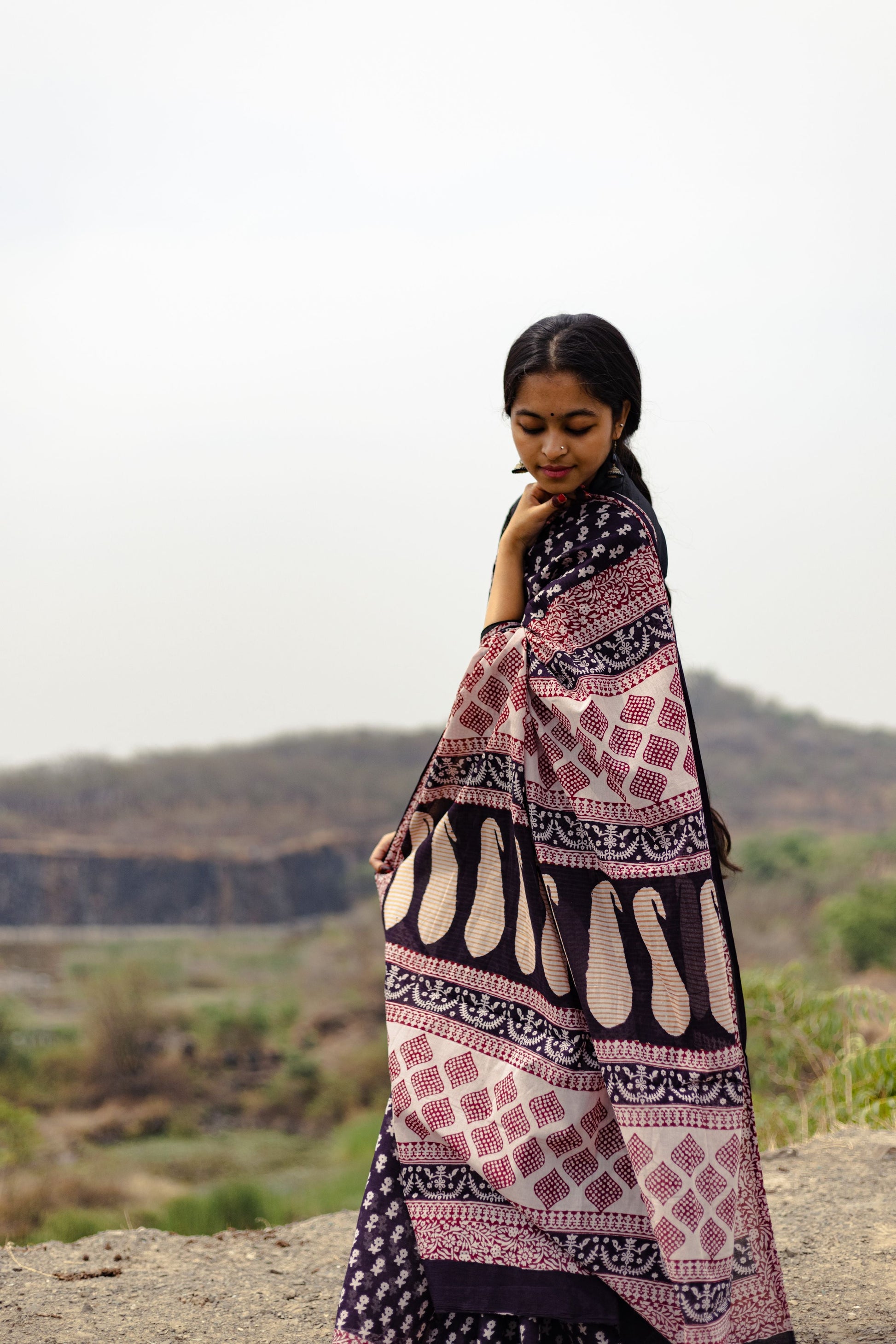 Kaisori Nandana Genda handblockprinted cotton saree Kaisori