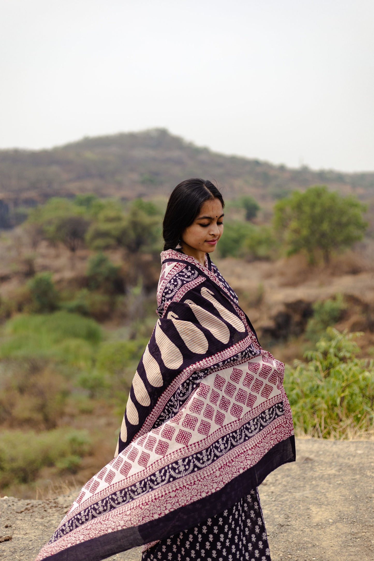 Kaisori Nandana Genda handblockprinted cotton saree Kaisori