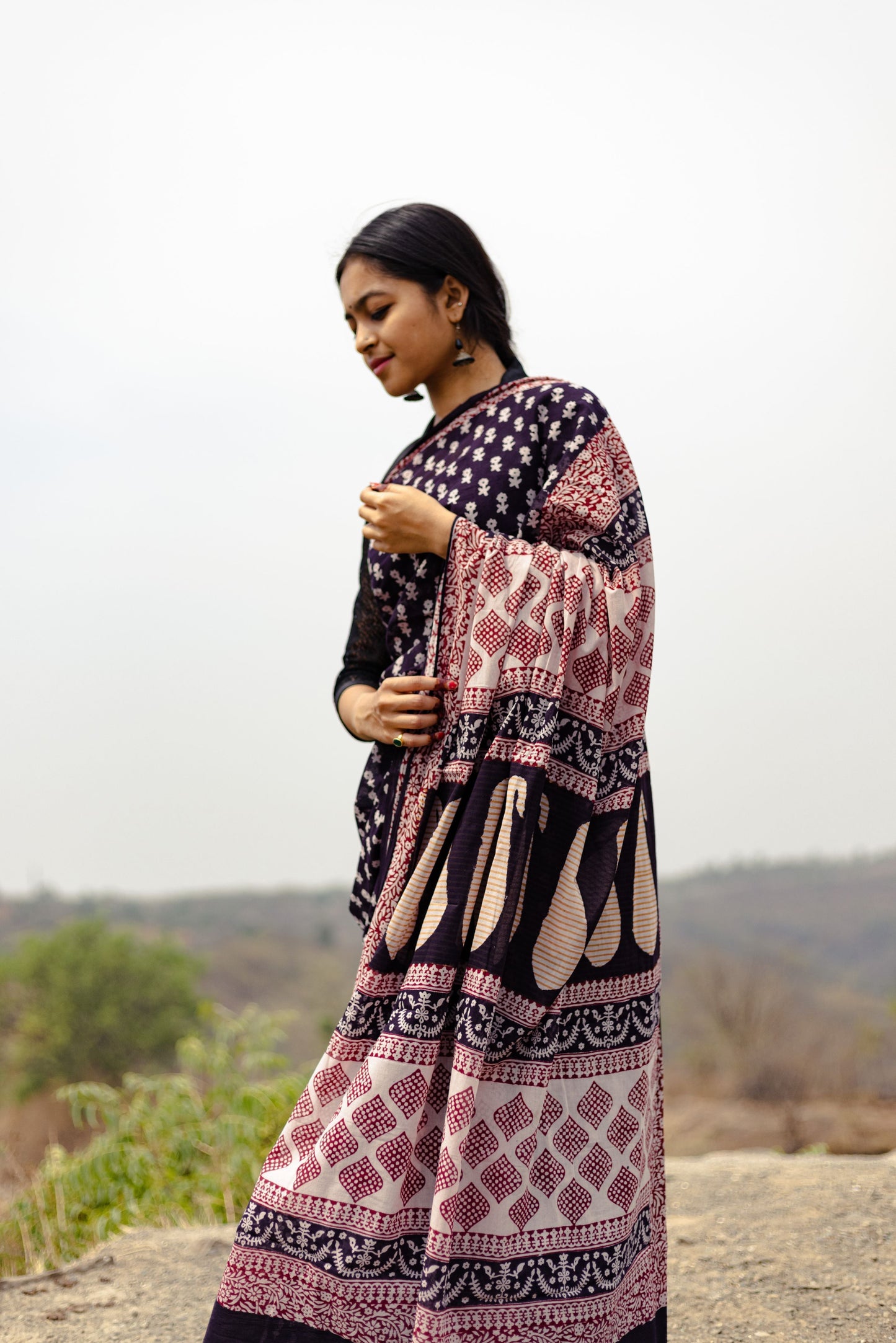 Kaisori Nandana Genda handblockprinted cotton saree Kaisori