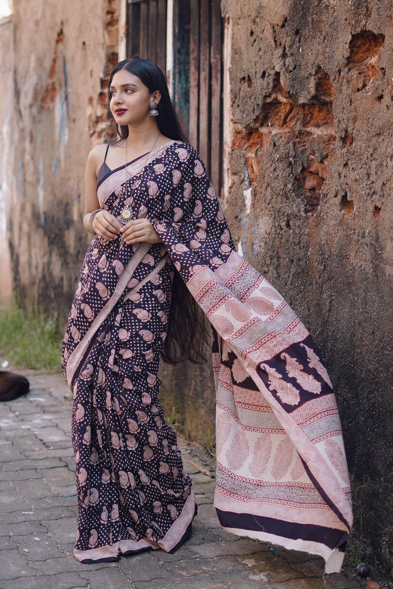 Kaisori Nandana Kairi handblockprinted cotton saree Kaisori