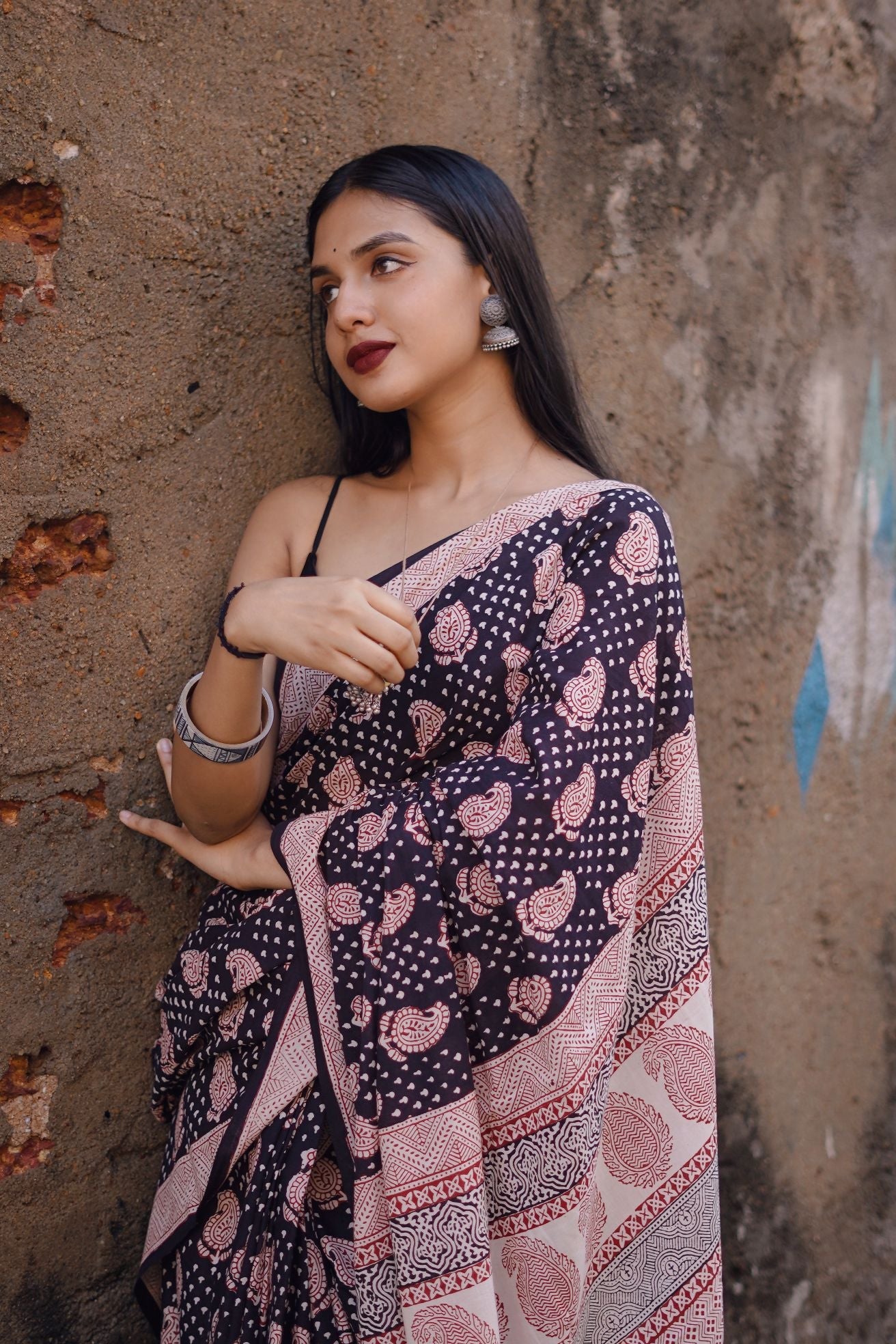Kaisori Nandana Kairi handblockprinted cotton saree Kaisori