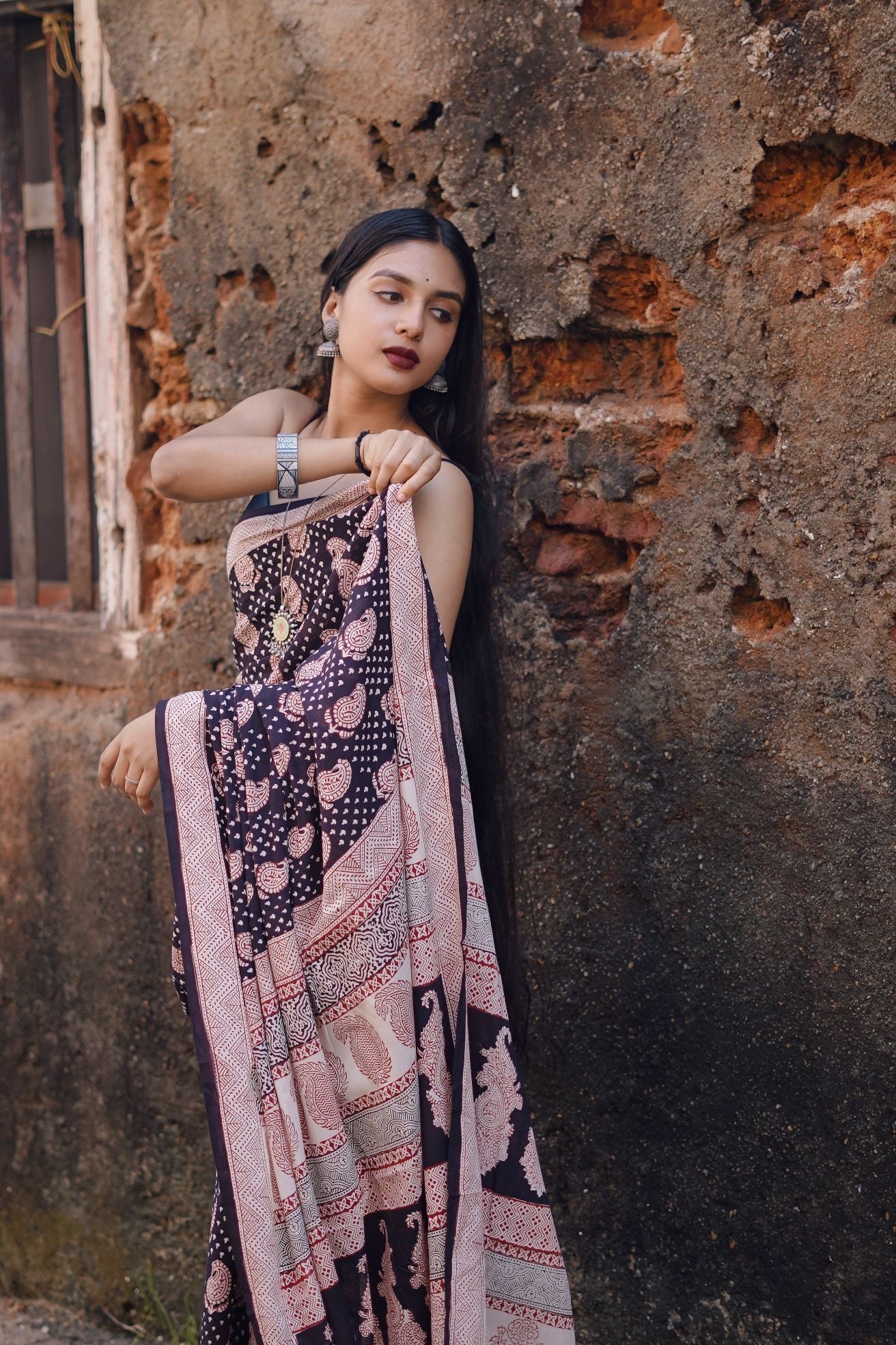 Kaisori Nandana Kairi handblockprinted cotton saree Kaisori