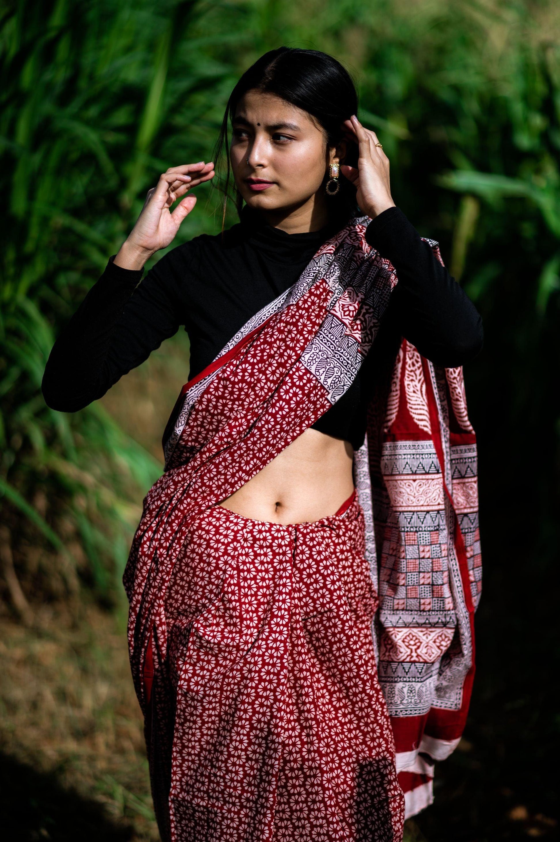 Kaisori Nandana - Leher Bagh handblockprinted cotton saree Kaisori