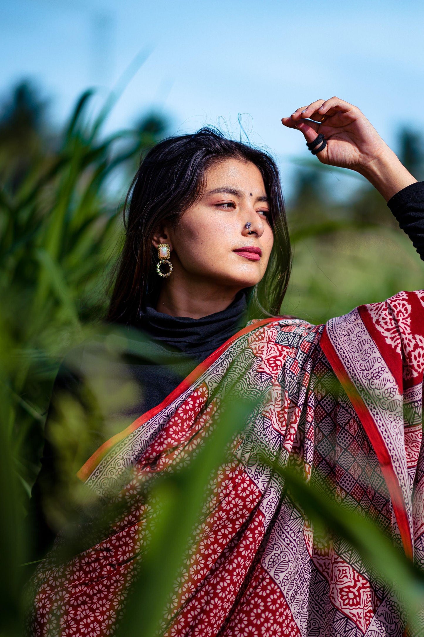 Kaisori Nandana - Leher Bagh handblockprinted cotton saree Kaisori