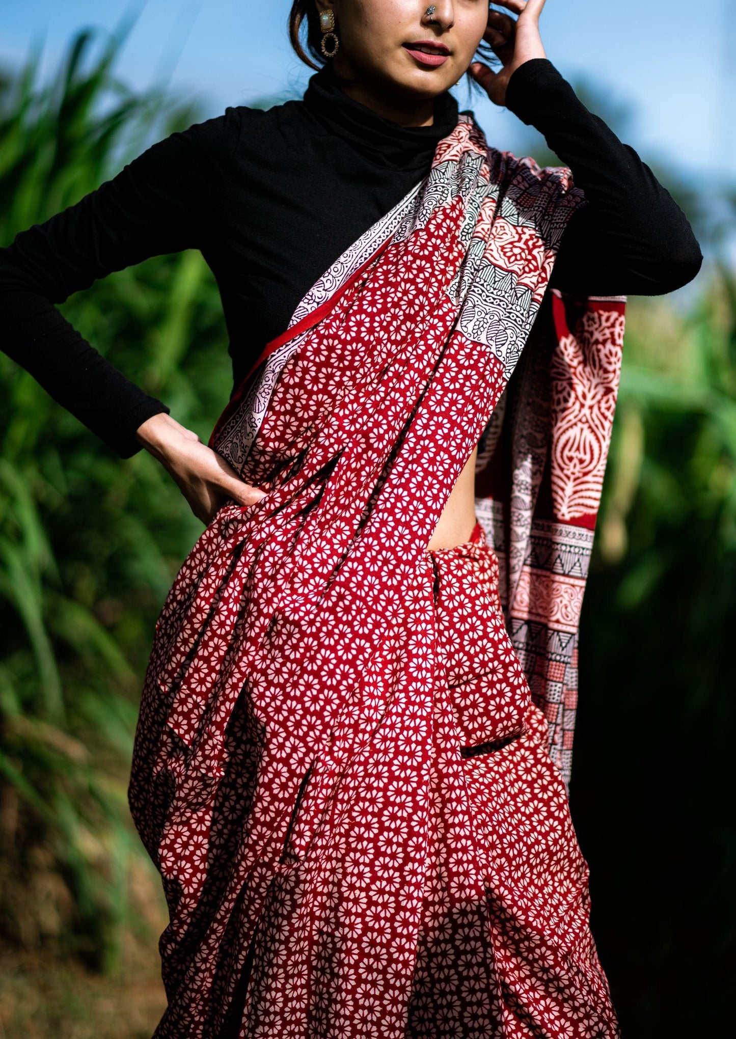 Kaisori Nandana - Leher Bagh handblockprinted cotton saree Kaisori