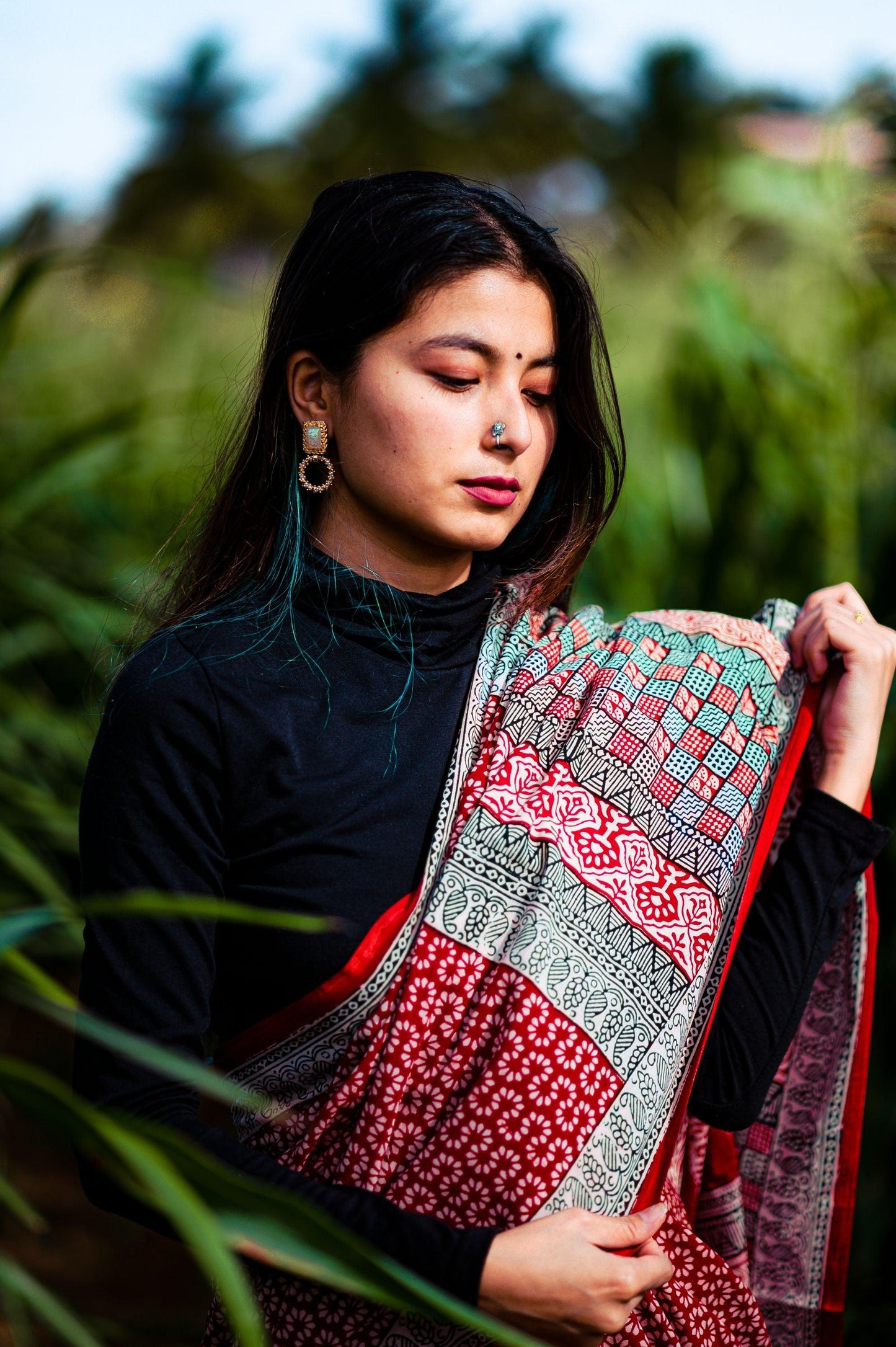 Kaisori Nandana - Leher Bagh handblockprinted cotton saree Kaisori