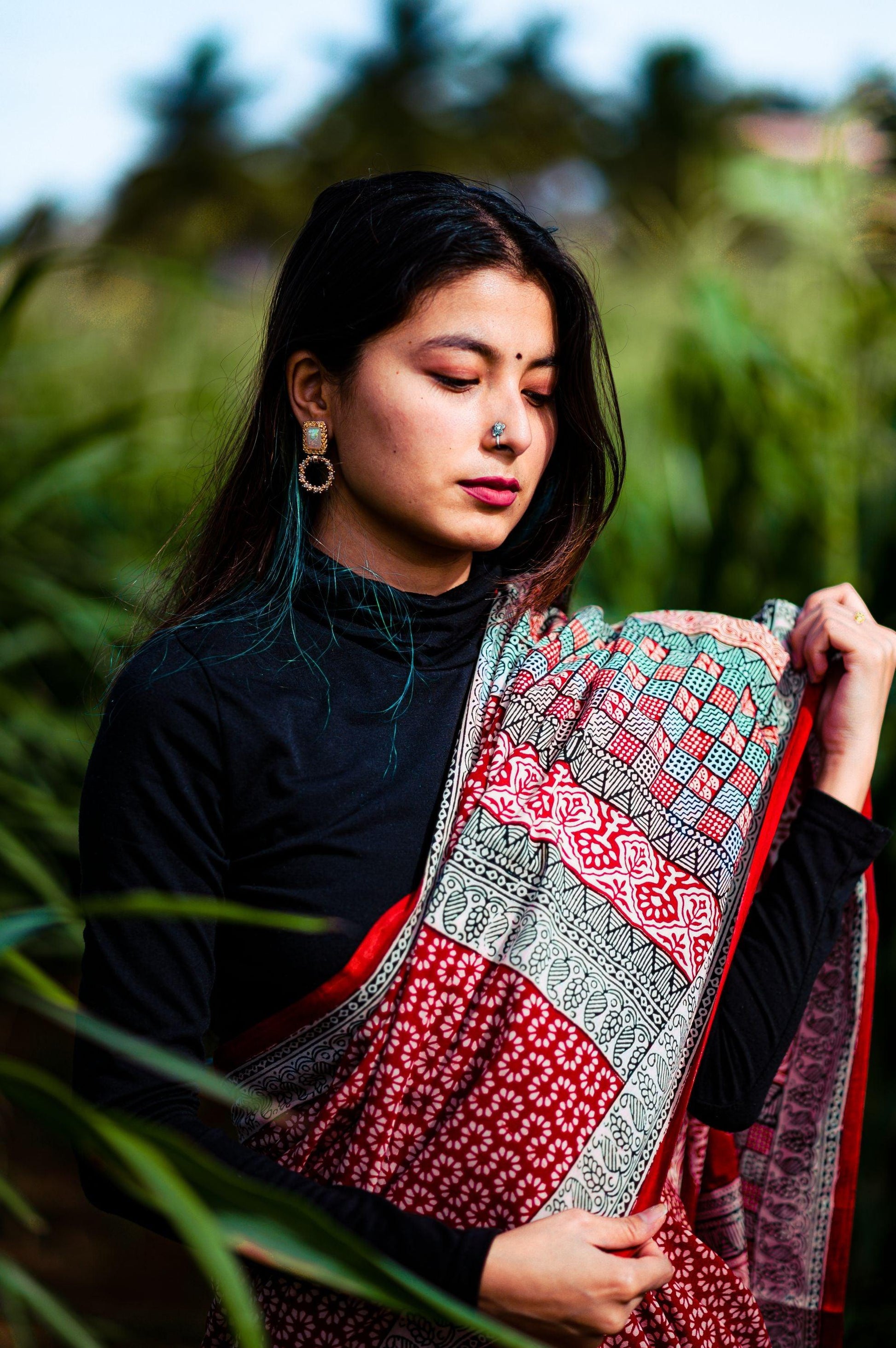 Kaisori Nandana - Leher Bagh handblockprinted cotton saree Kaisori
