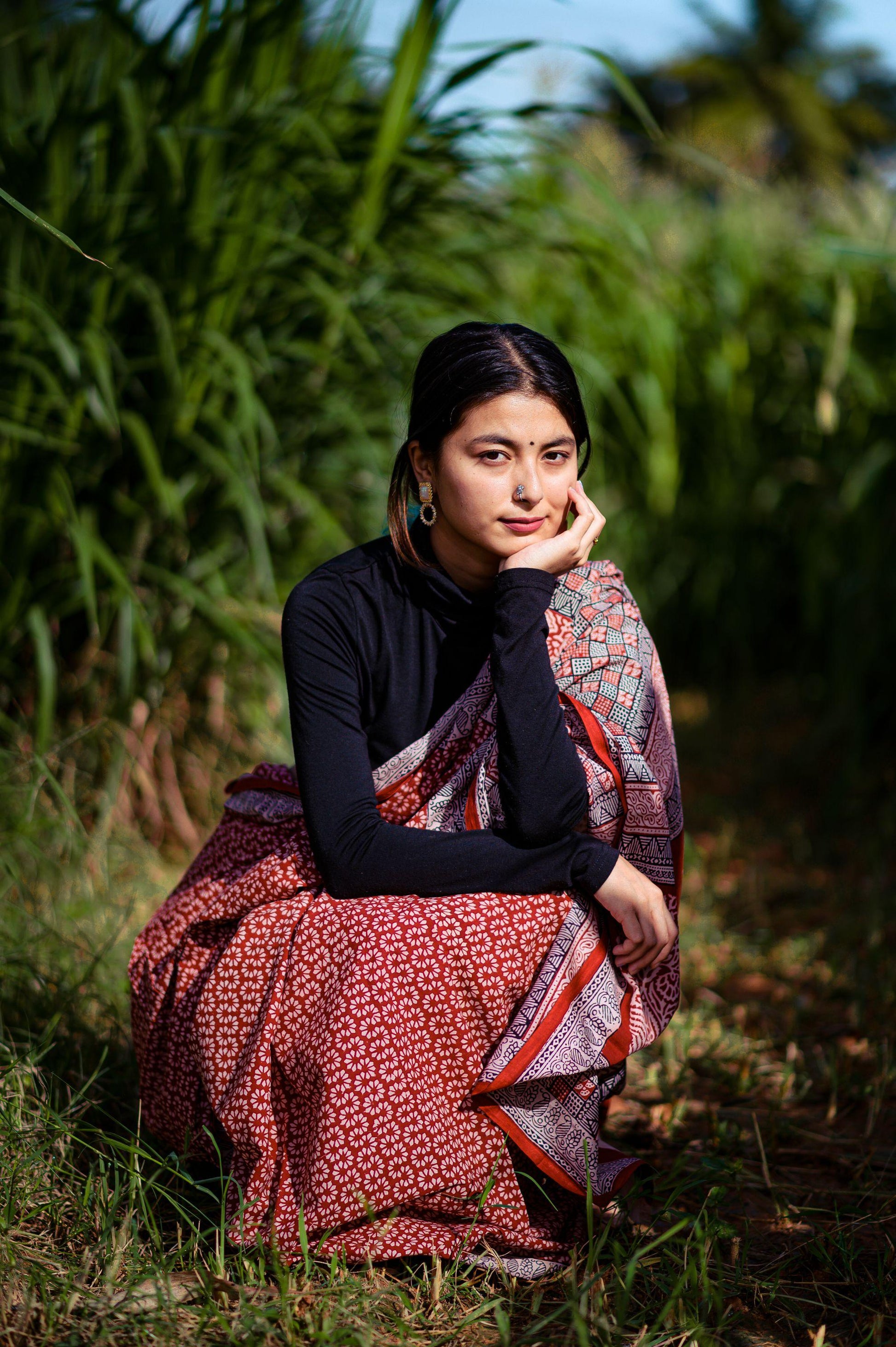 Kaisori Nandana - Leher Bagh handblockprinted cotton saree Kaisori