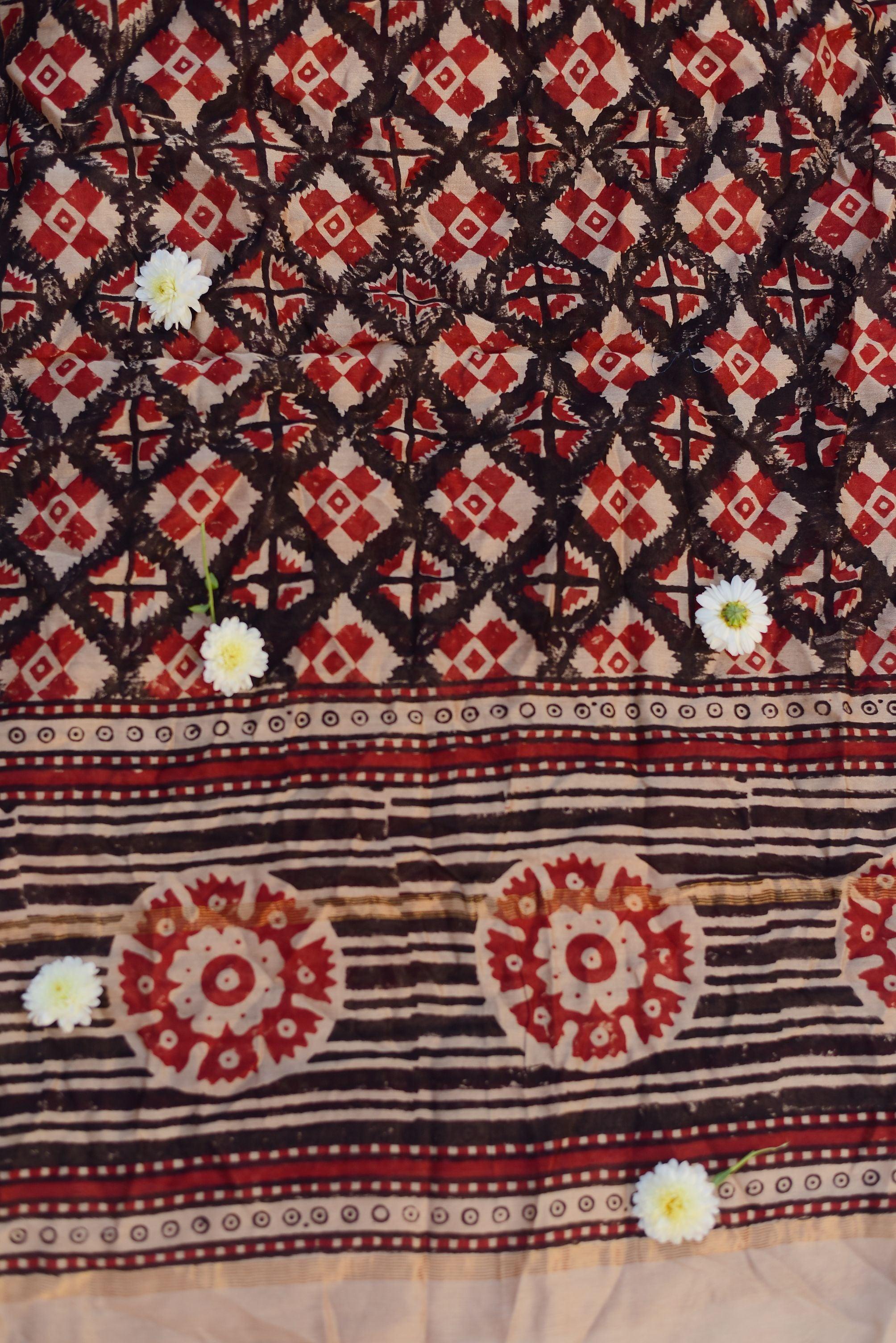 Kaisori Noor collection - Dabu Balotra silk cotton dupatta Kaisori